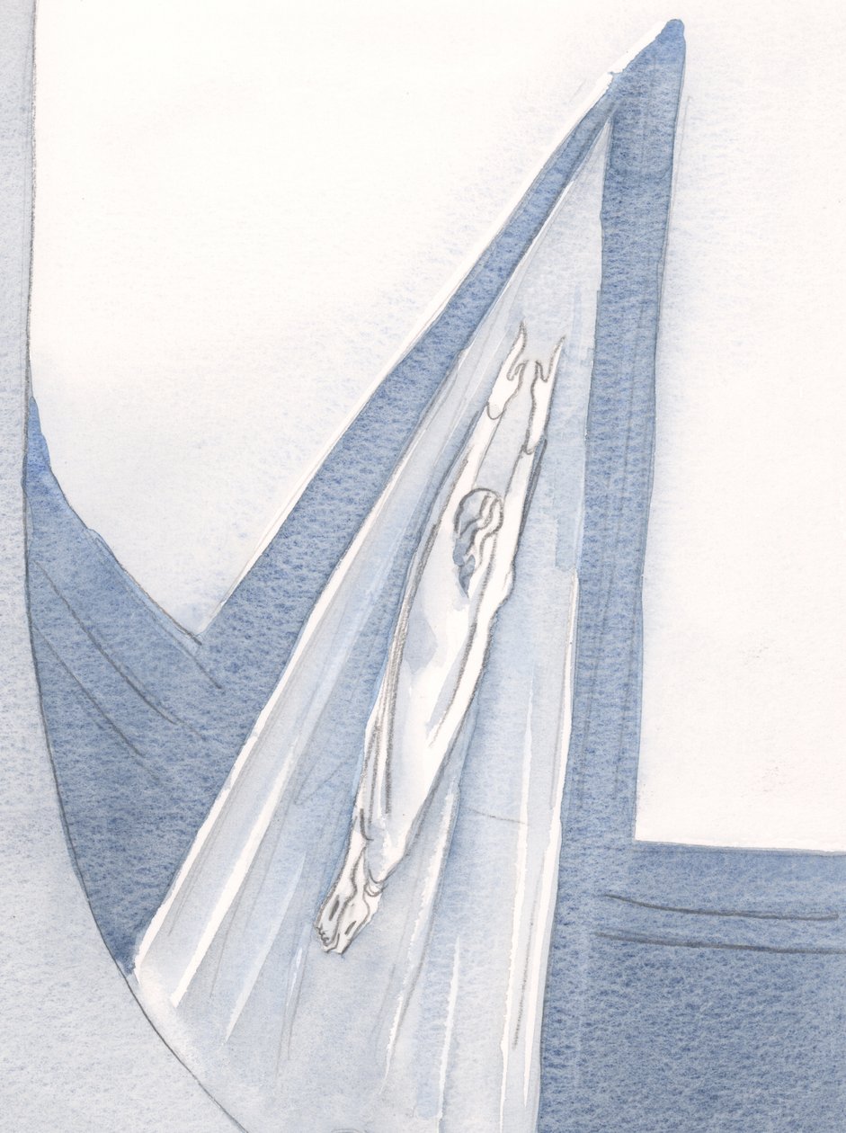 Kristus kom ind i himlen klædt i hvidt, og vi følger vejen., 2001 (w/c på papir) af Elizabeth Wang