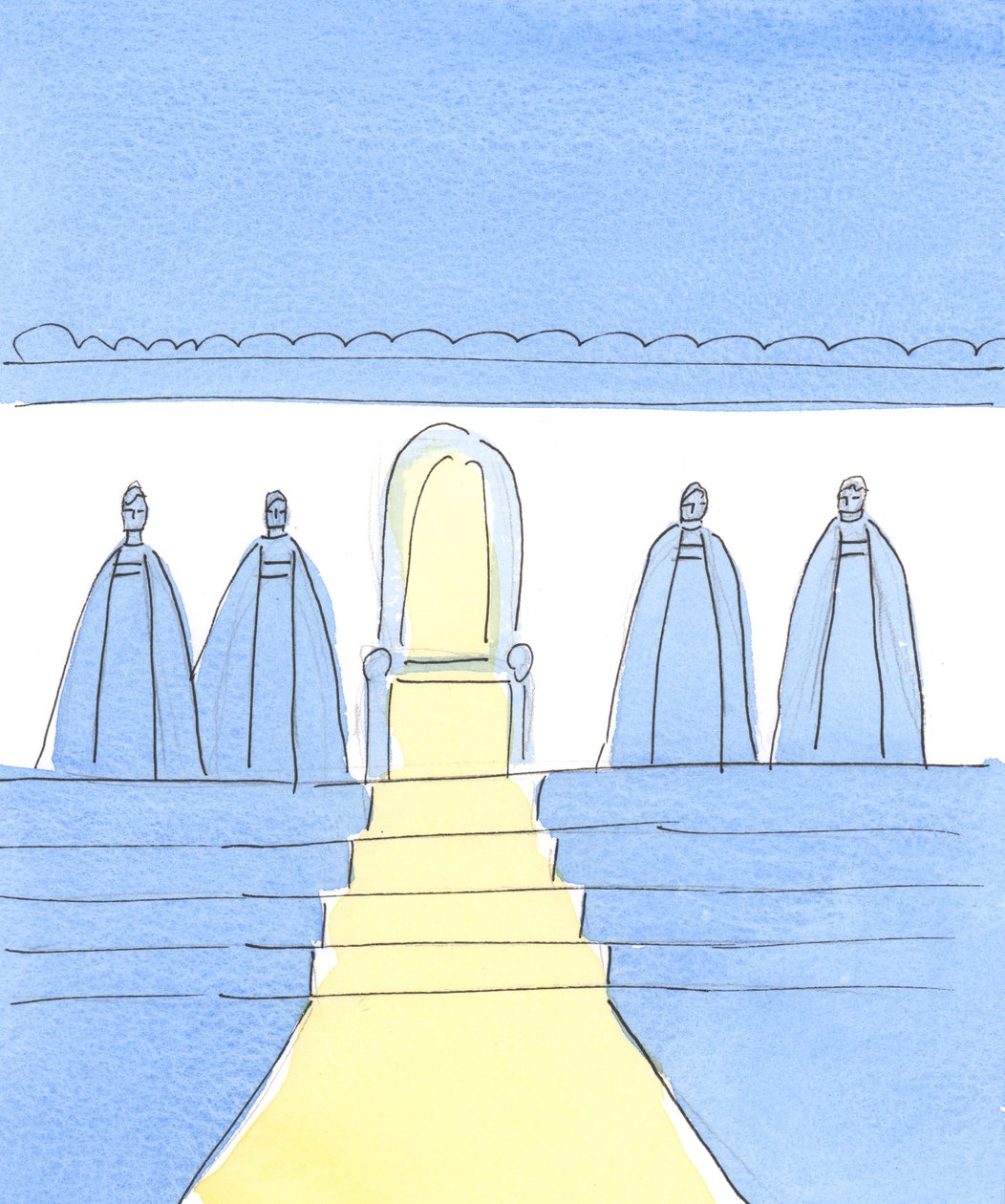 Kristus er til stede, hver gang to eller tre er forsamlet i hans navn, selv blandt kristne, der på nuværende tidspunkt ikke ønsker at komme ind i den katolske kirke., 2004 (w/c på papir) af Elizabeth Wang