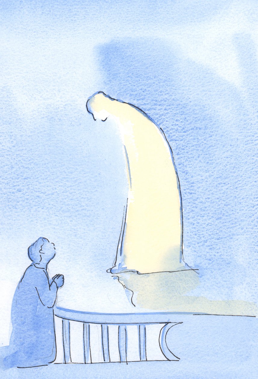 Kristus er øm og venlig, når vi vender os til ham, 2002 (w/c på papir) af Elizabeth Wang