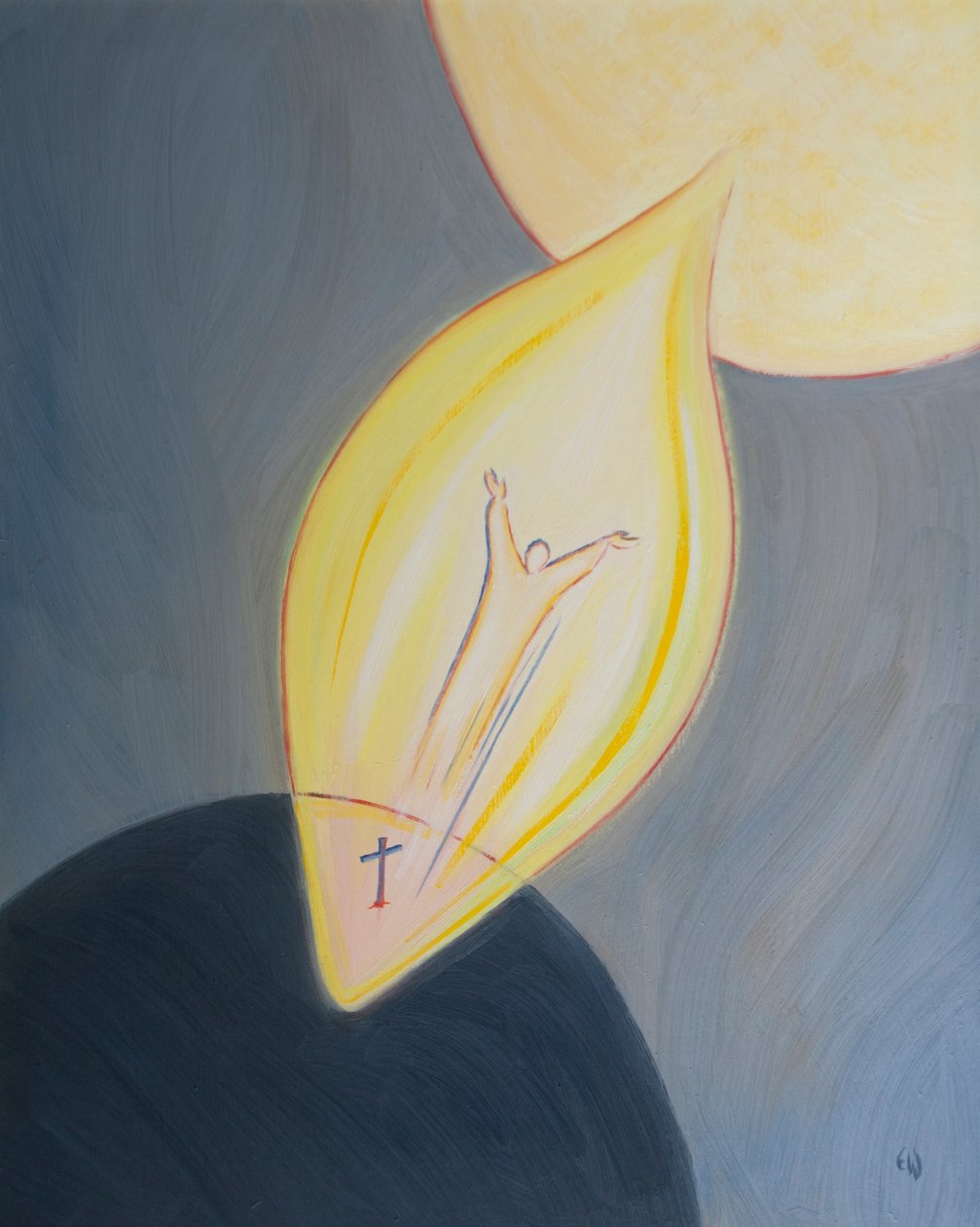 Kristus er den eneste vej til himlen, en vej skabt gennem hans død, opstandelse og himmelfart, 2002 (olie om bord) af Elizabeth Wang