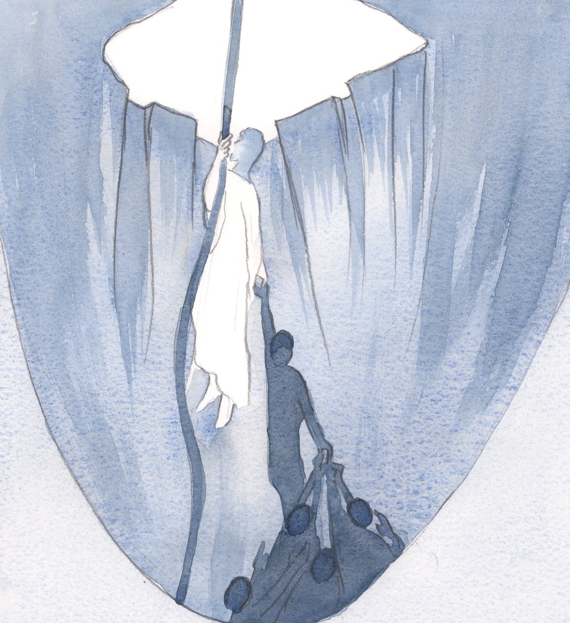 Kristus viste mig, at mens jeg holder fast i ham, holder andre fast i mig. Hvor mange mennesker stoler på mig, som jeg stoler på ham!, 2001 (w/c på papir) af Elizabeth Wang