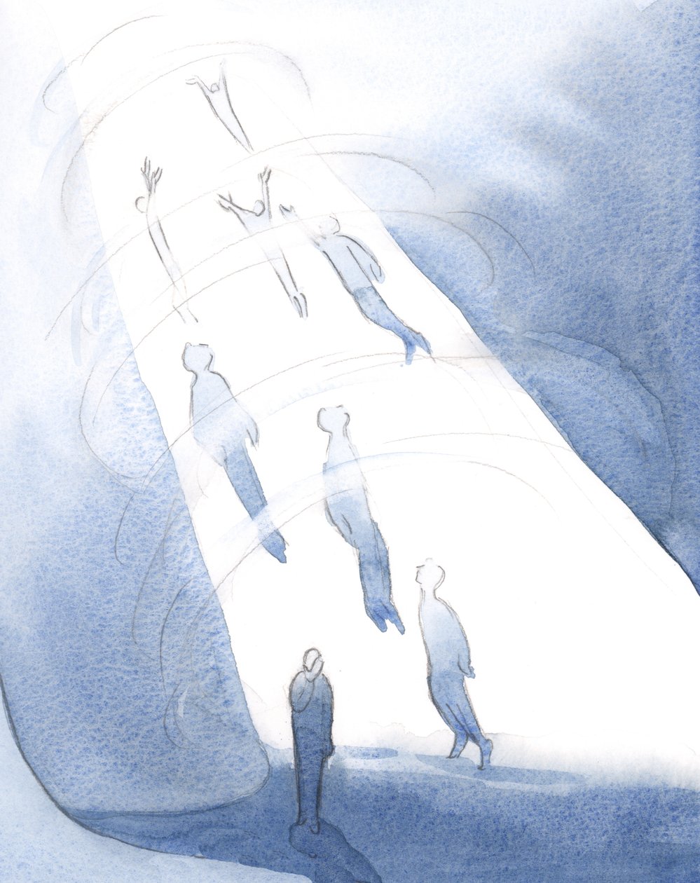 Gud trækker ind i sin salighed efter døden dem, der kan bære glansen af herlighed, mens de, der stadig er fortæret af skam, venter nedenfor., 2001 (w/c på papir) af Elizabeth Wang
