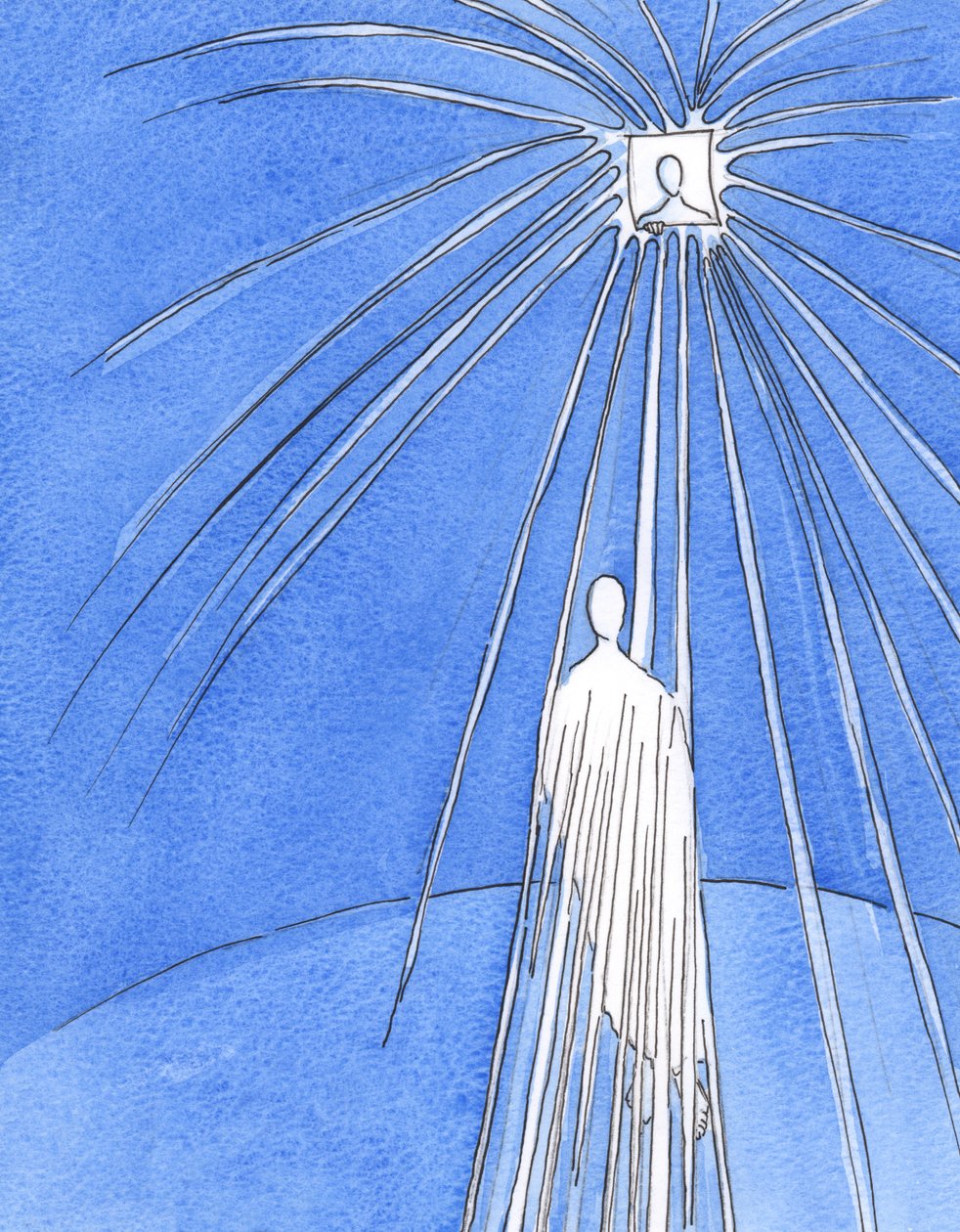 Gud vor Fader glæder sig over at give os glæde. Han giver os Kristus, gennem hvem han er åbenbaret., 2001 (w/c på papir) af Elizabeth Wang