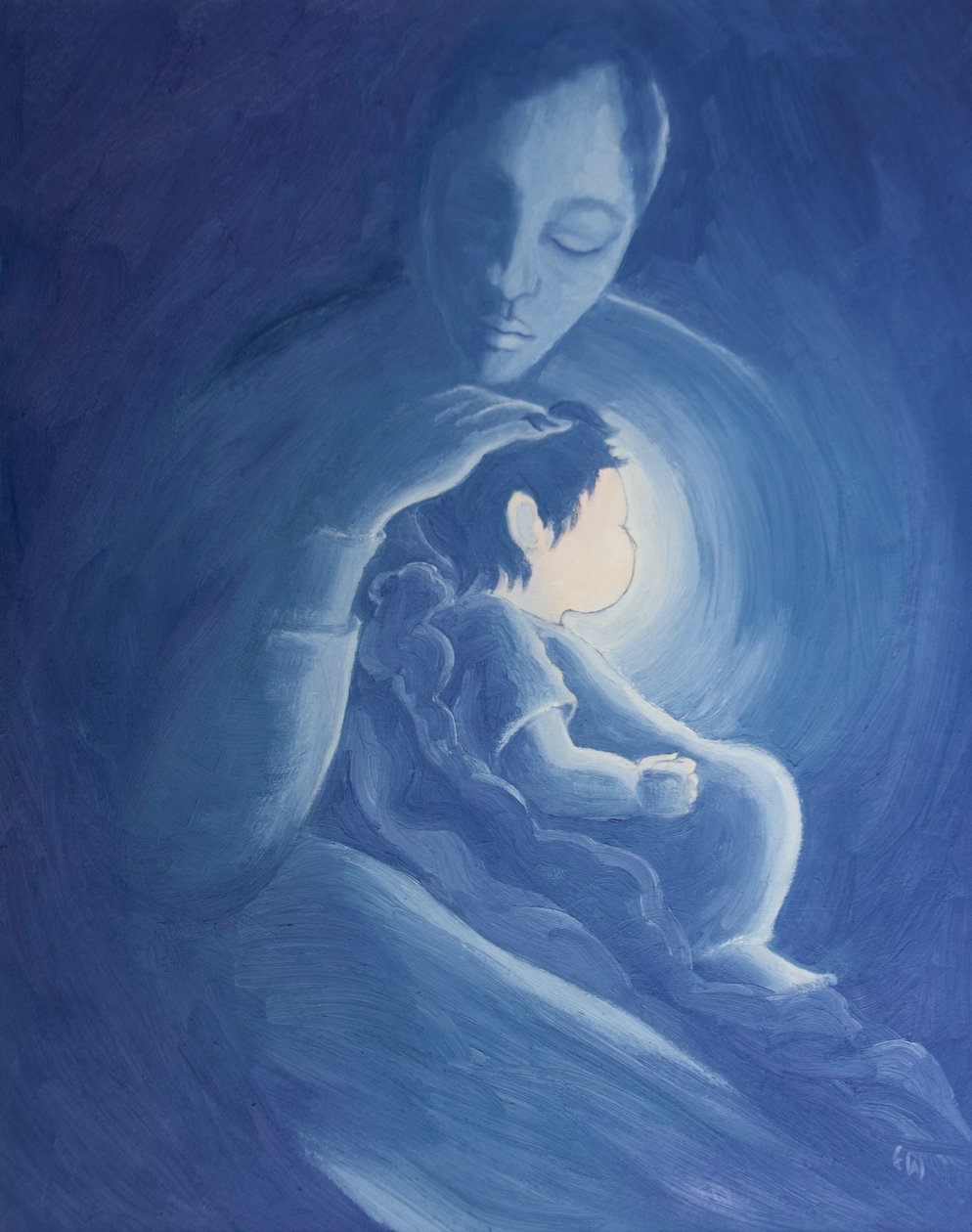 Gud Faderen elsker os som sine børn med en øm og usvigelig kærlighed, 2002 (olie om bord) af Elizabeth Wang