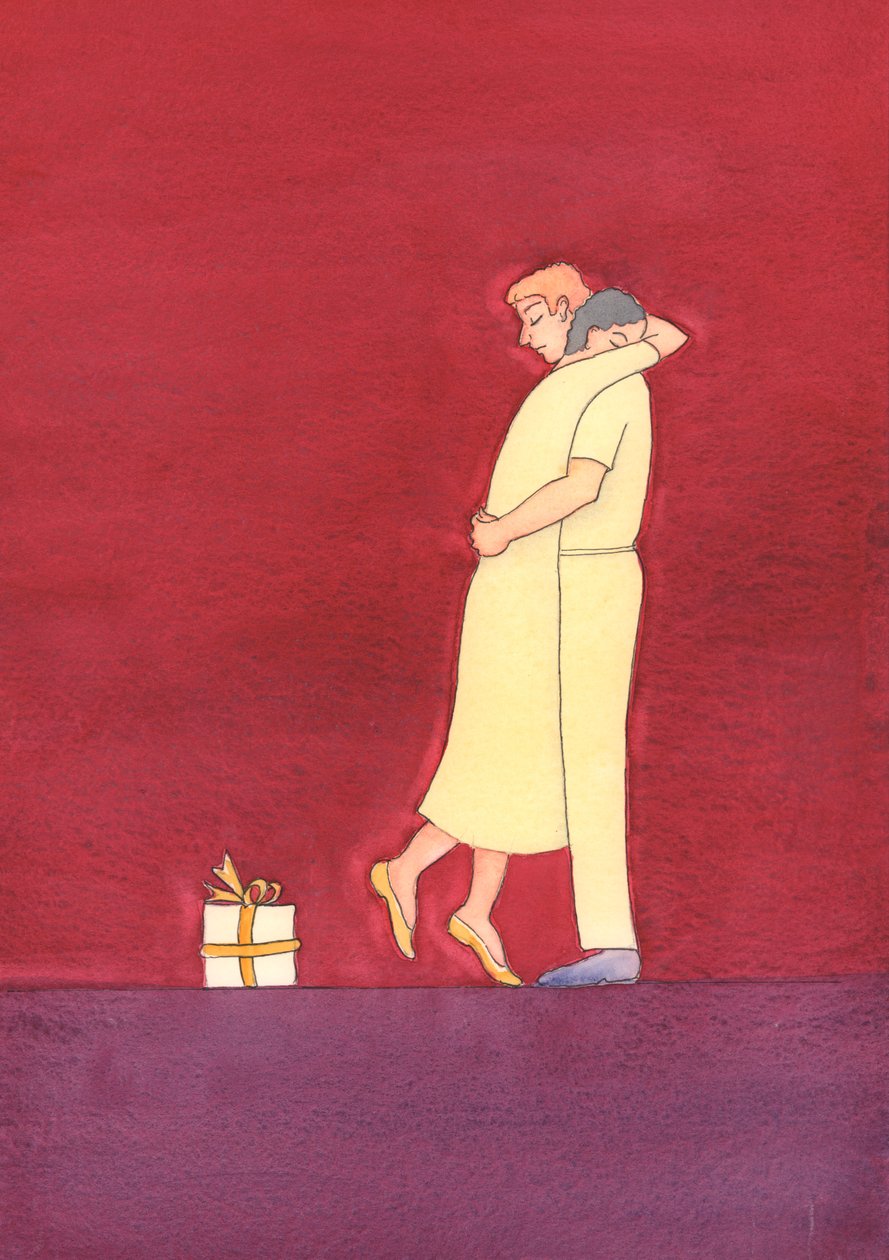 Gud, der elsker os, er som den mest trofaste elsker, der blænder sin elskede med sine gaver, men rører hendes hjerte dybeste ved sin sødme og blide omsorg, 2003 (w/c på papir) af Elizabeth Wang