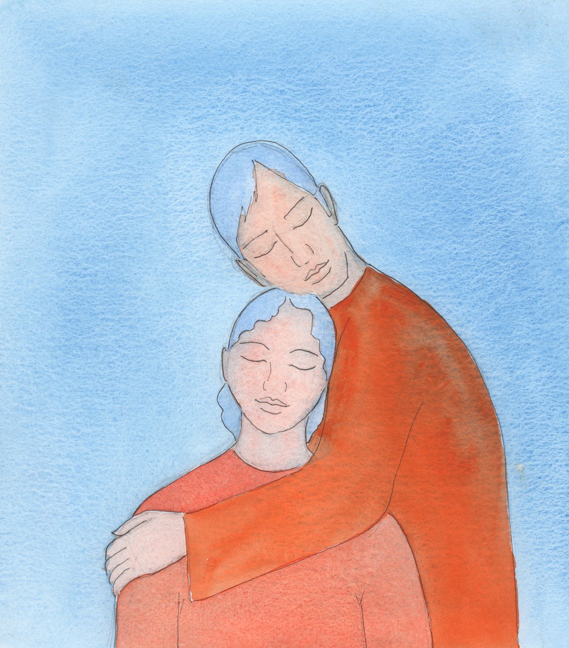 Gud, der elsker os, er som den mest trofaste elsker, der blænder sin elskede med sine gaver, men rører hendes hjerte dybeste ved sin sødme og blide omsorg, 2003 (w/c på papir) af Elizabeth Wang