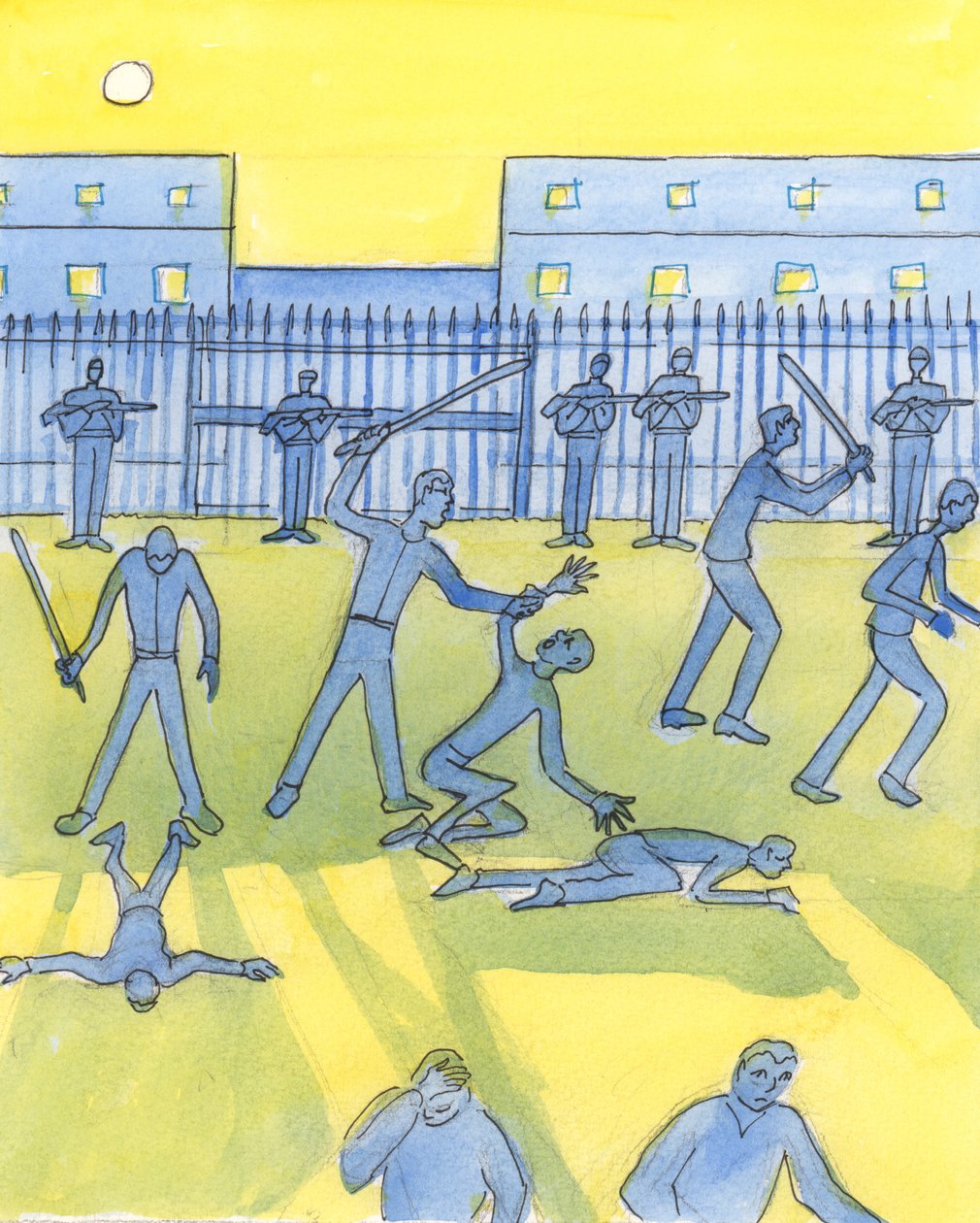 Regeringer fornærmer Gud, når de undlader at beskytte og hjælpe deres folk, 2004 (w/c på papir) af Elizabeth Wang