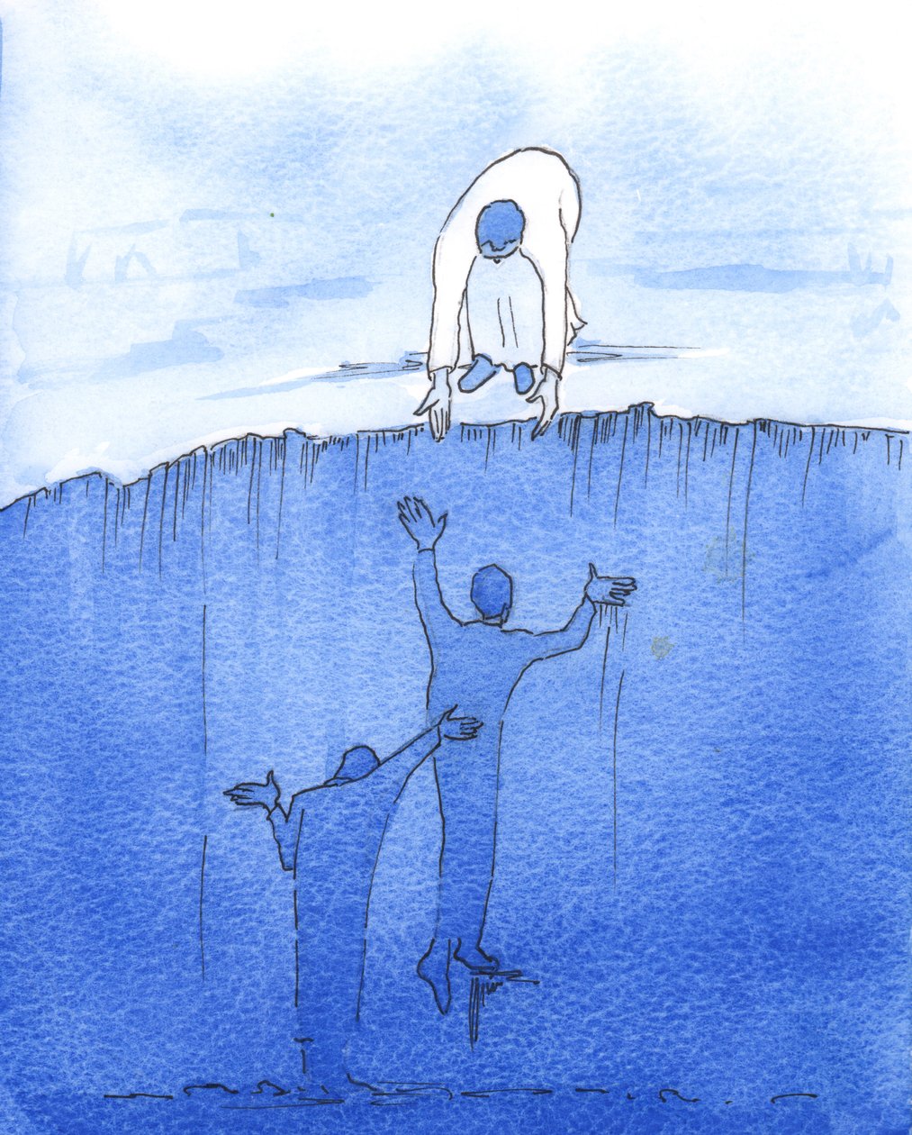 At hjælpe vores nabo: Hver af os bør gøre, hvad vi kan, under vores omstændigheder, for at lindre andre menneskers lidelser, 2003 (w/c på papir) af Elizabeth Wang