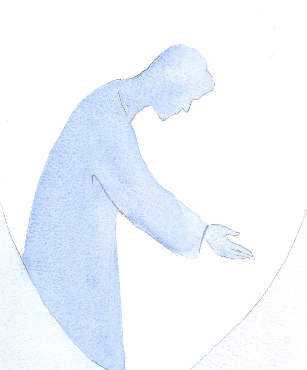 Jeg så Jesus nå ud til andre, lære mig at efterligne hans hilsen til andre, hans hjælpende, undervisning og trøst, i "sandhed og kærlighed", 2001 (w/c på papir) af Elizabeth Wang