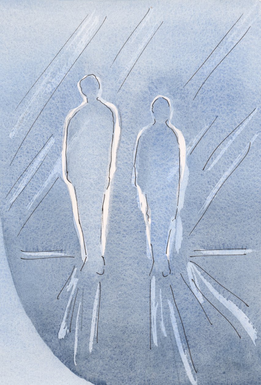 Jeg så dem nu rensede, nu i sandhed helgener i herlighed., 2000 (w/c på papir) af Elizabeth Wang