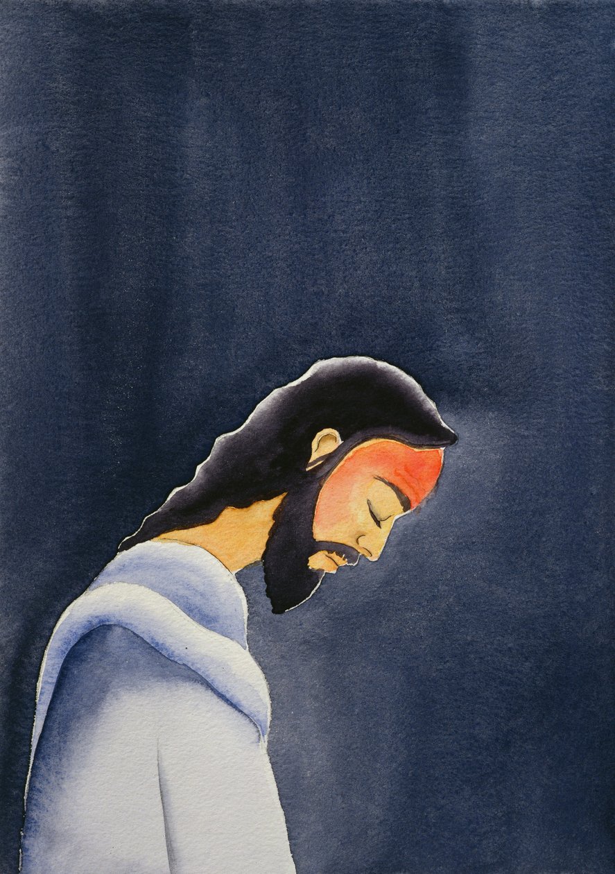 I sin smerte beder Jesus i Getsemane til sin far, 2006 (w/c på papir) af Elizabeth Wang