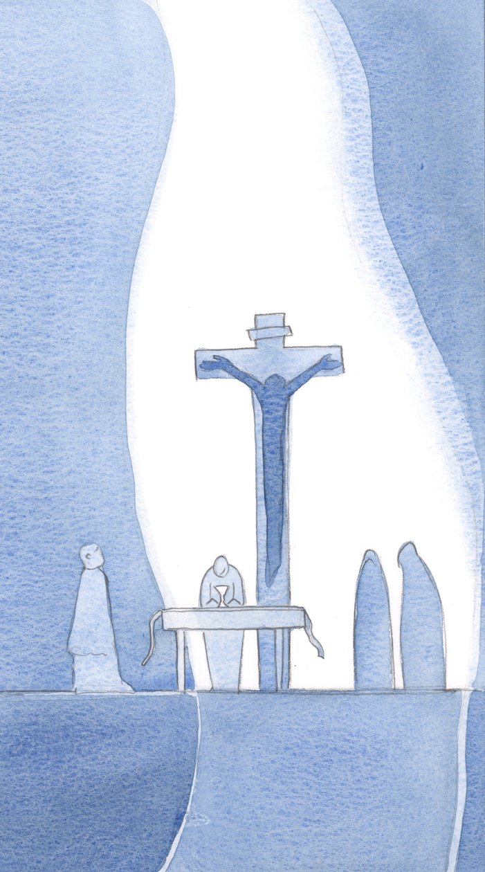 I min intethed kan jeg forvente alt, hvad jeg har brug for fra Gud, da han ved sin nåde og barmhjertighed skabte mig, og sendte sin søn til at dø for mig., 2001 (w/c på papir) af Elizabeth Wang