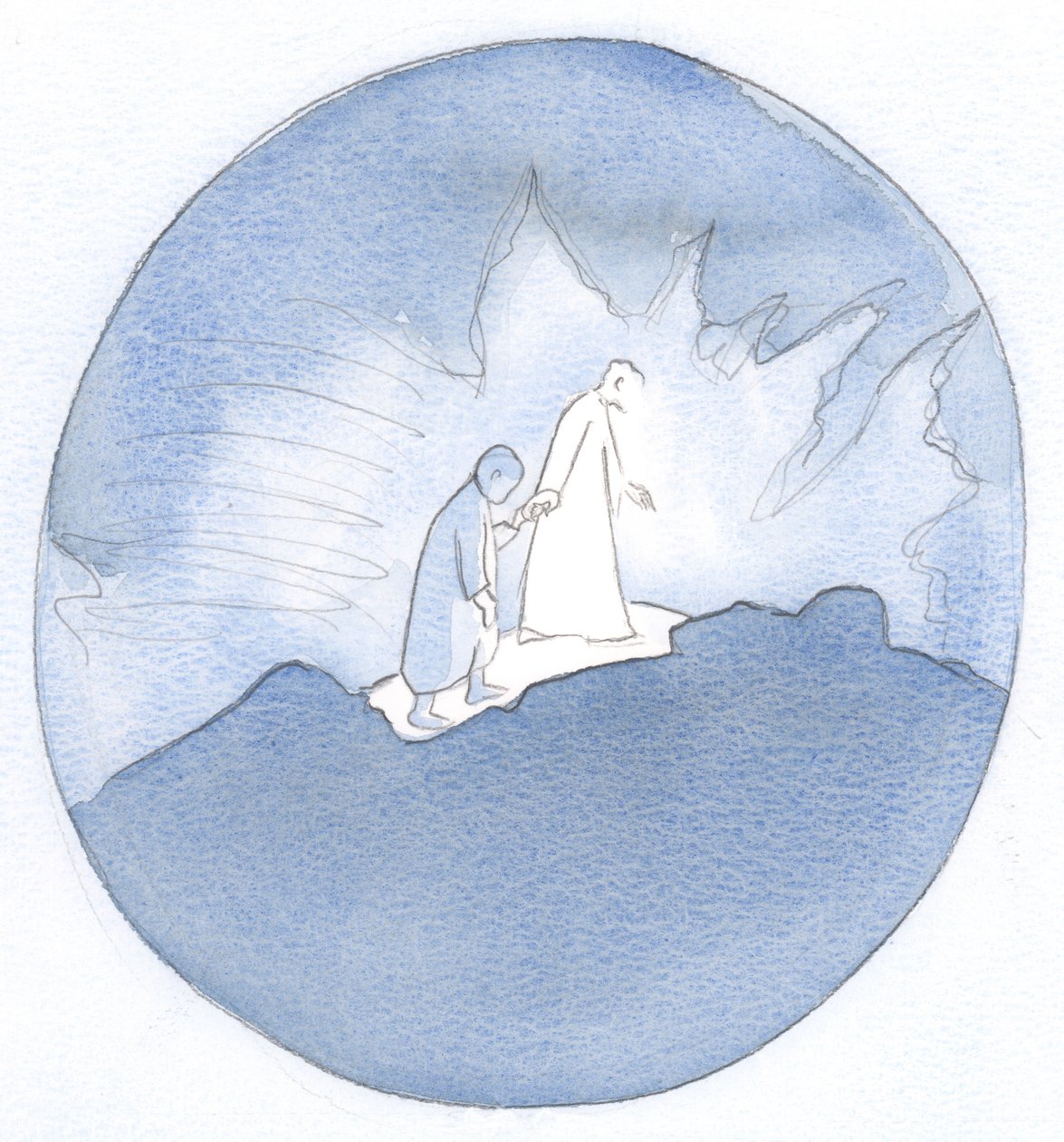 Det er en grund til glæde - og et privilegium - at kunne gå ad den vej, som Jesus gik, hånd i hånd med vor opstandne Herre., 2001 (w/c på papir) af Elizabeth Wang
