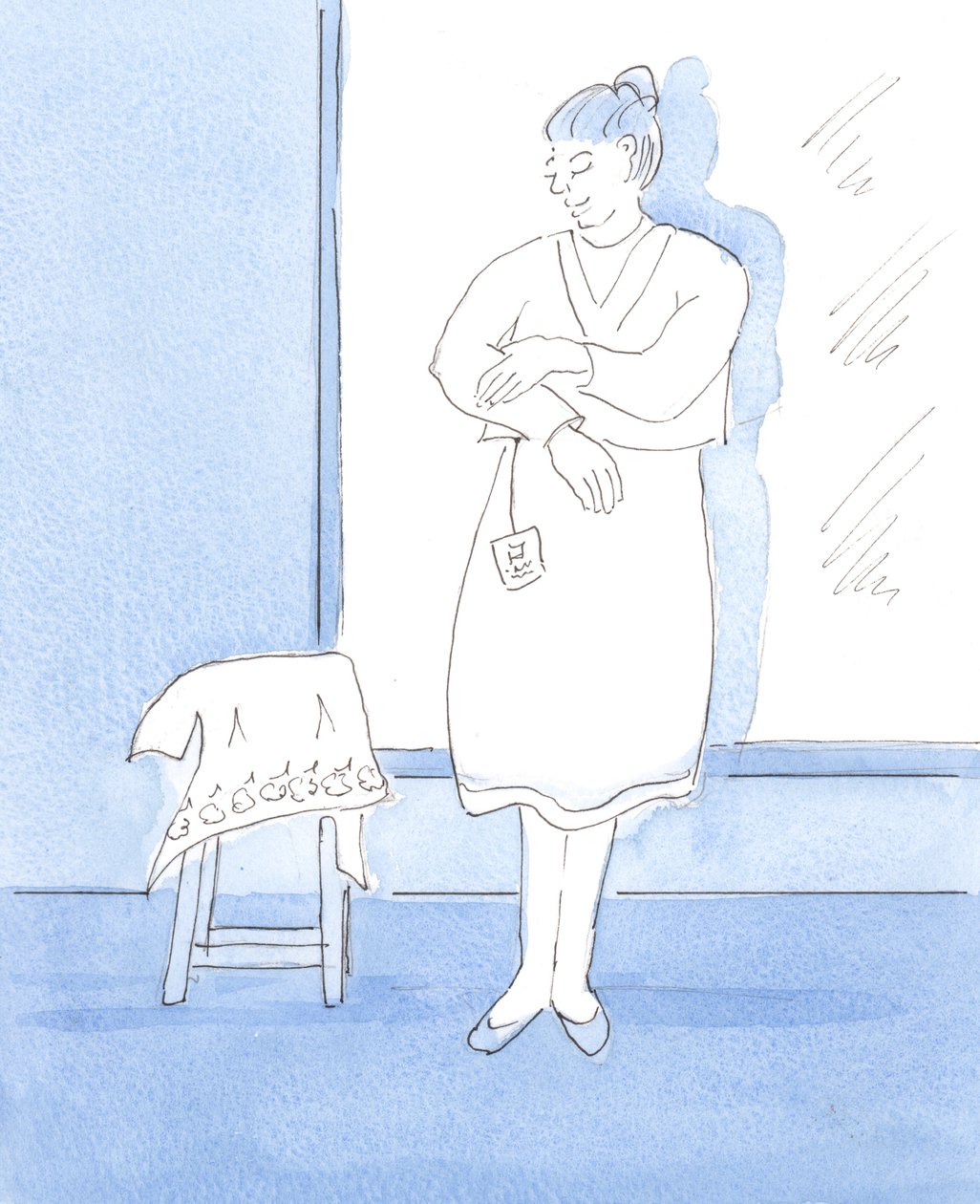 Det er godt, at vi glæder os over smukke ting og takker Gud for dem, 2004 (w/c på papir) af Elizabeth Wang