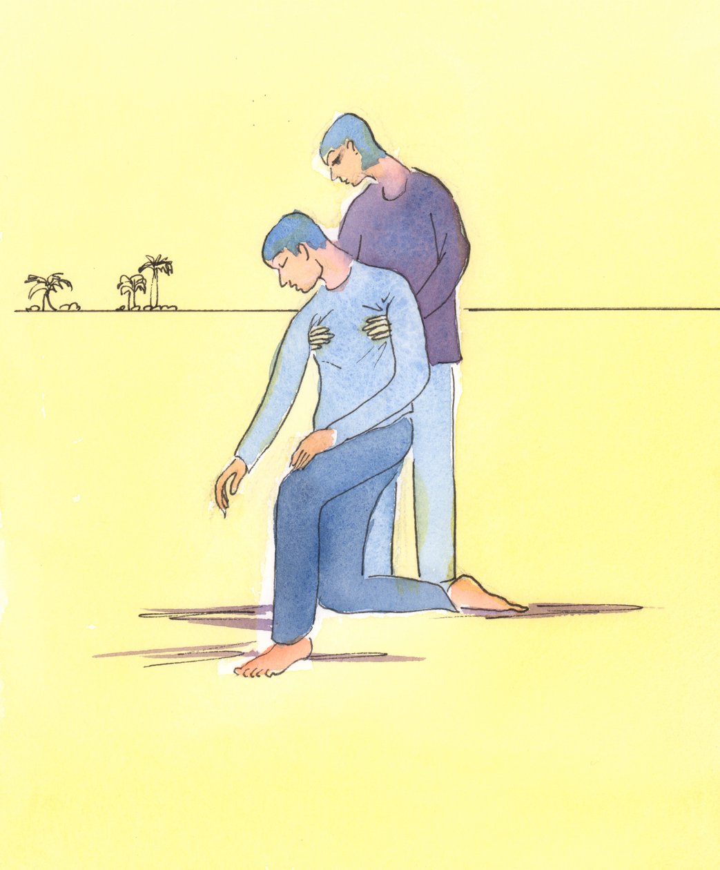 Det er ikke altid nok at bede for nogen i vanskeligheder, 2004 (w/c på papir) af Elizabeth Wang