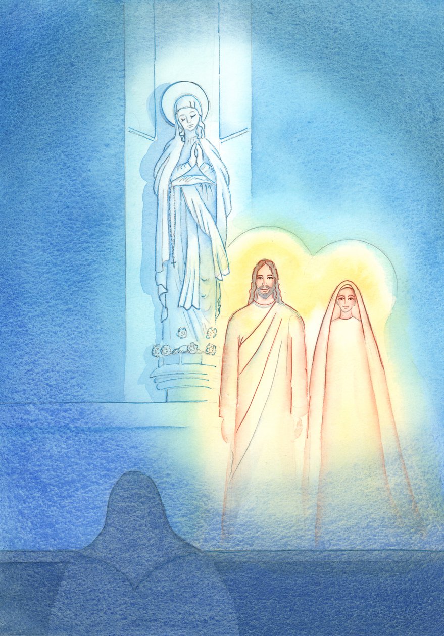 Det behagede Jesus at bringe sin Moder Maria til at være sammen med ham i Lady Chapel og vise mig, hvad jeg tror, 2002 (w/c på papir) af Elizabeth Wang