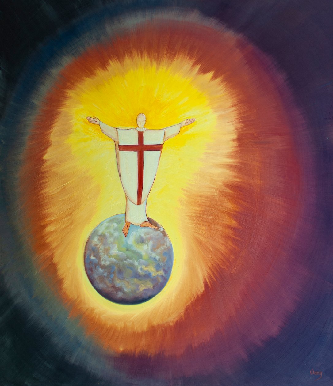 Jesus Kristus er vores ypperstepræst, som går i forbøn for os til Faderen ved hver messe, 2000 (olie om bord) af Elizabeth Wang