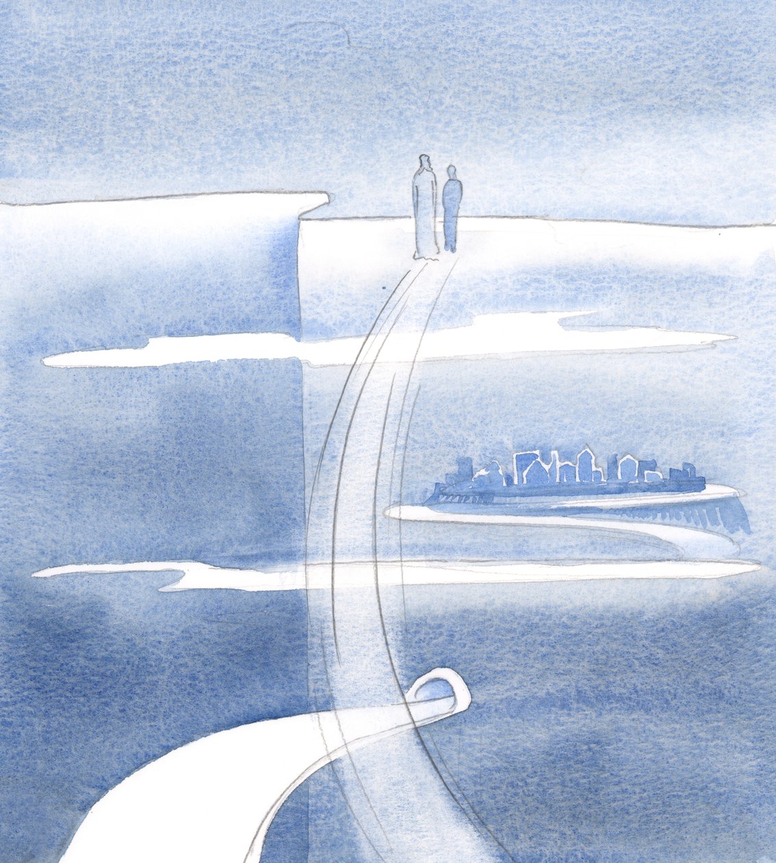 Jesus Holds Us Everywhere, 2000 (w/c på papir) af Elizabeth Wang