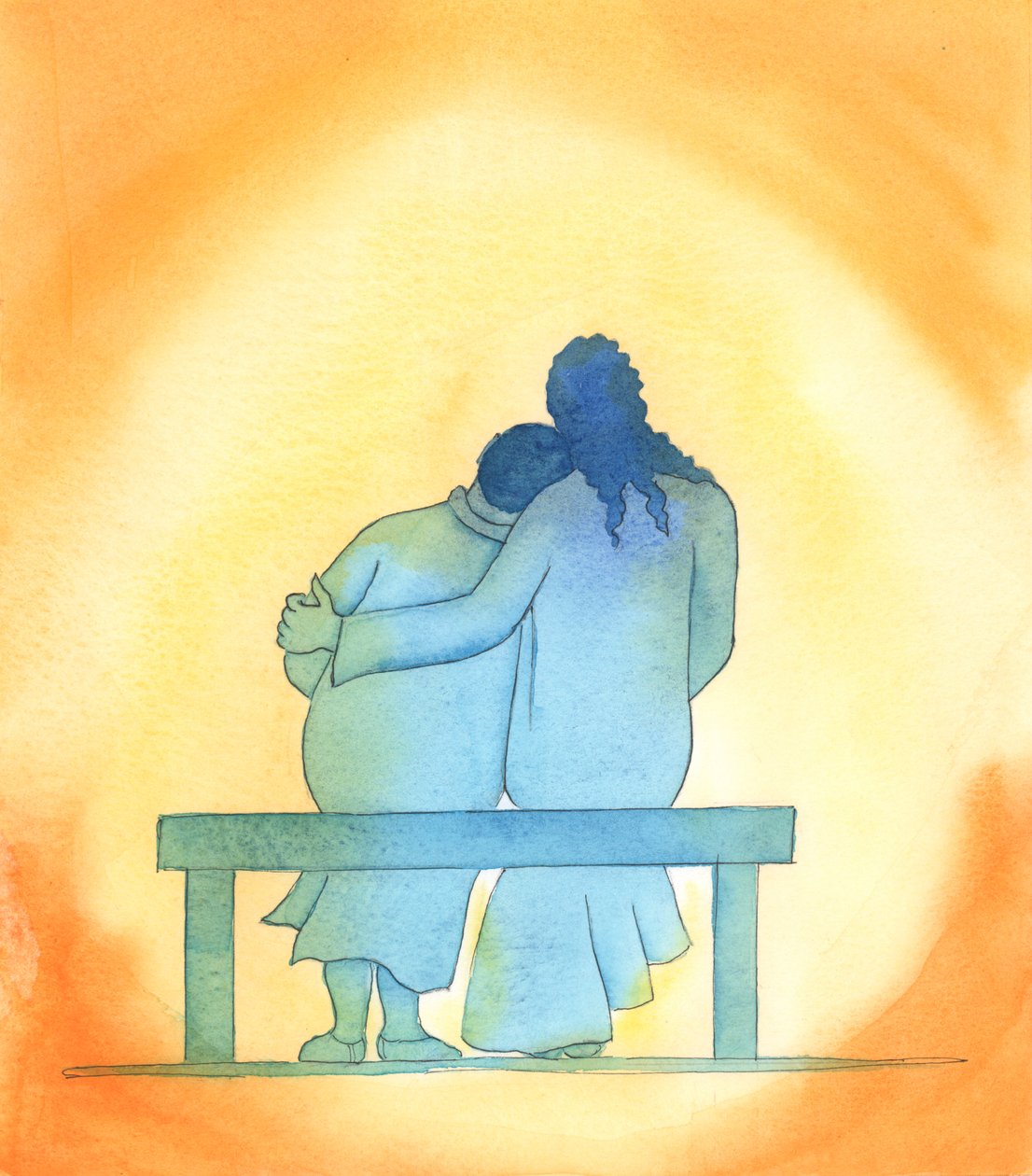 Jesu kærlighed er personlig, øm og uforanderlig; han er altid til stede hos os, især i det hellige sakramente, og trøster os med sit nærvær., 2003 (w/c på papir) af Elizabeth Wang