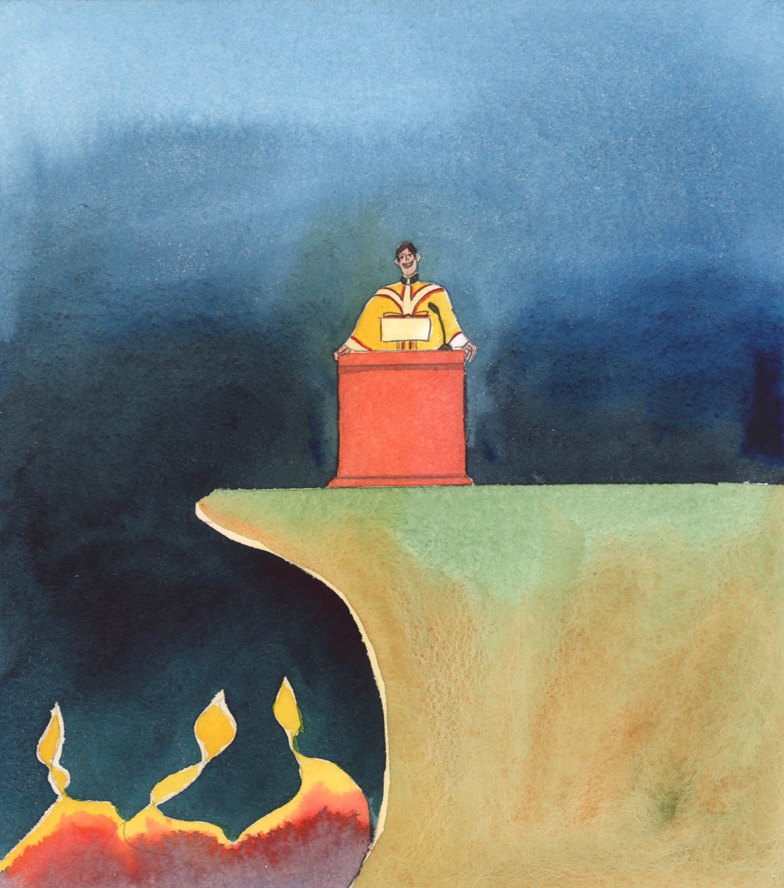 Mange præster glemmer at nævne korset, 2005 (akvarel på papir) af Elizabeth Wang