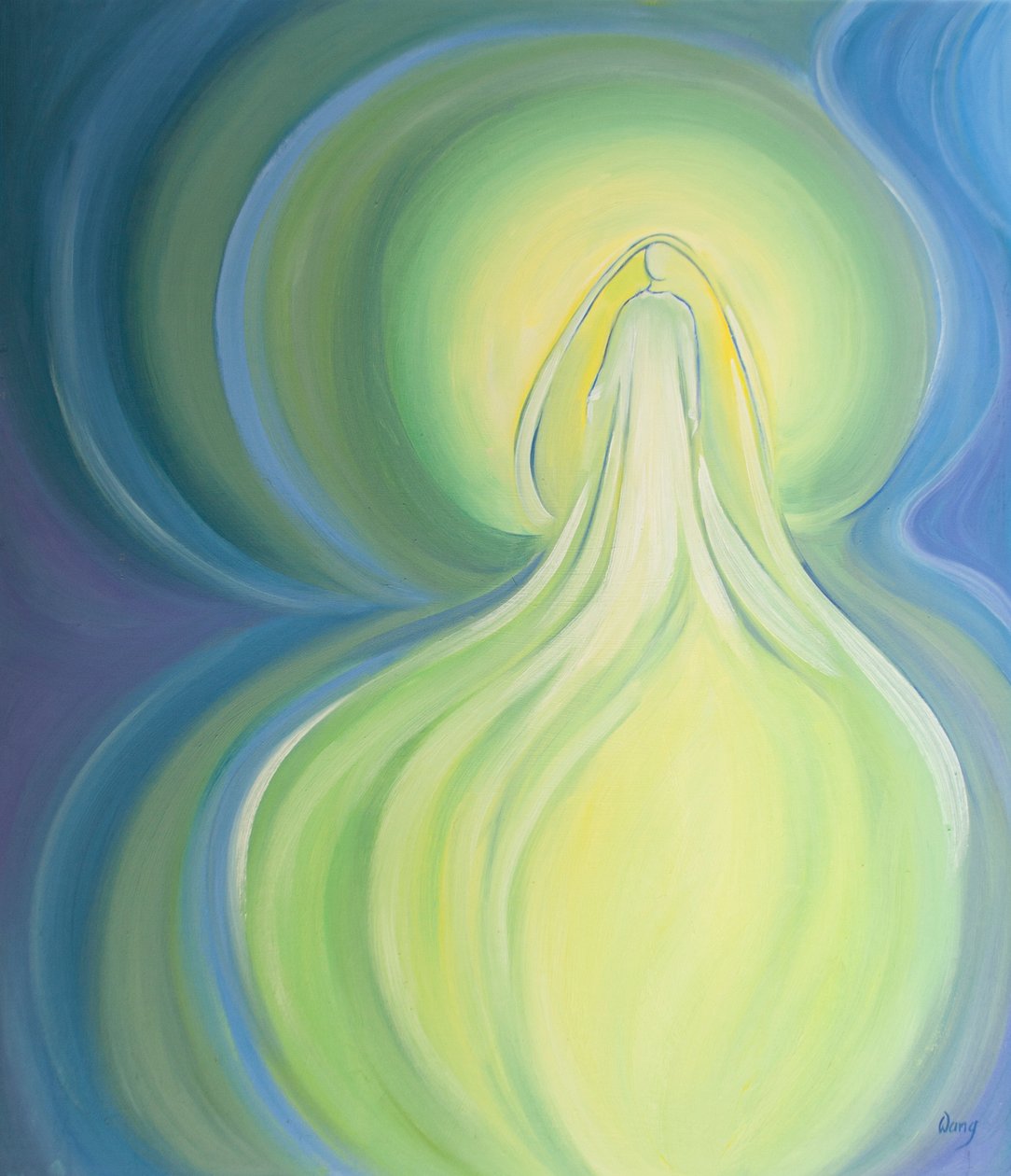 En af glæderne ved at komme ind i himlen vil være at se Jomfru Maria i al sin herlighed, 2000 (olie om bord) af Elizabeth Wang