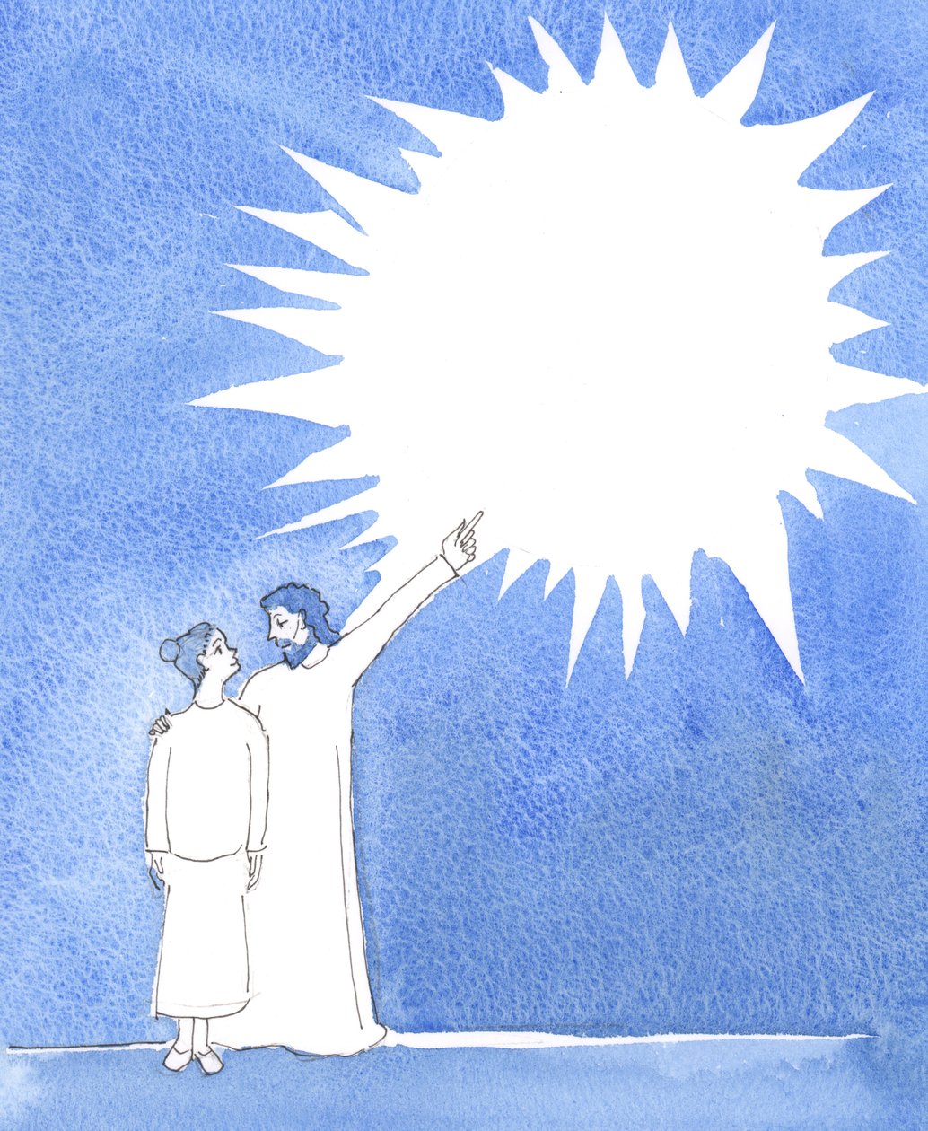 Kun i himlen, forklarede Kristus, er alle perfekte, 2004 (w/c på papir) af Elizabeth Wang