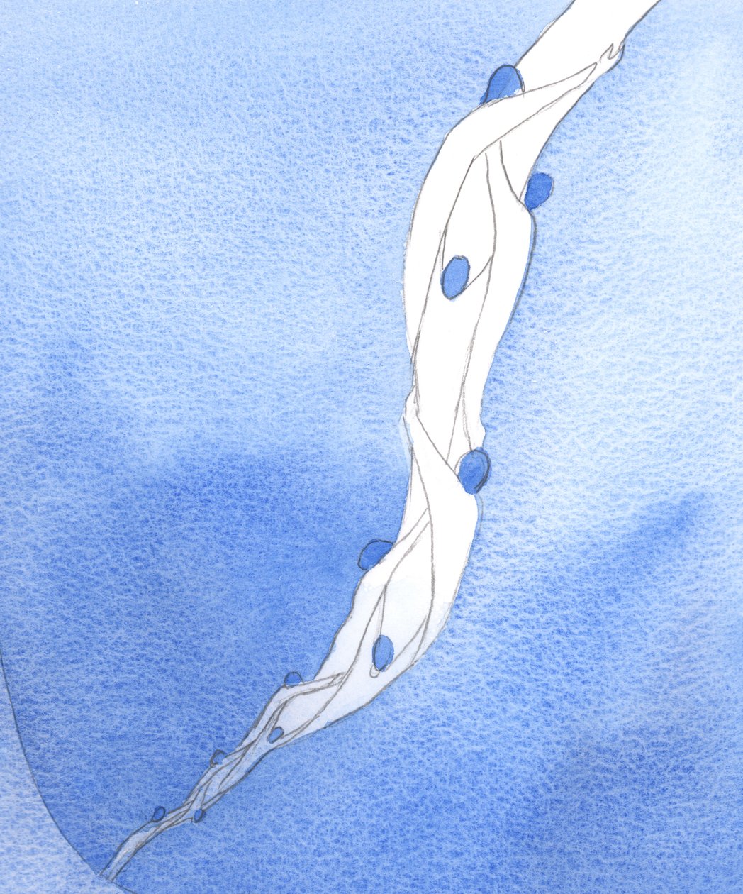 Vores forbøn for de hellige sjæle i skærsilden, i Jesu navn, er som et reb, der trækker dem mod himlen, 2002 (w/c på papir) af Elizabeth Wang