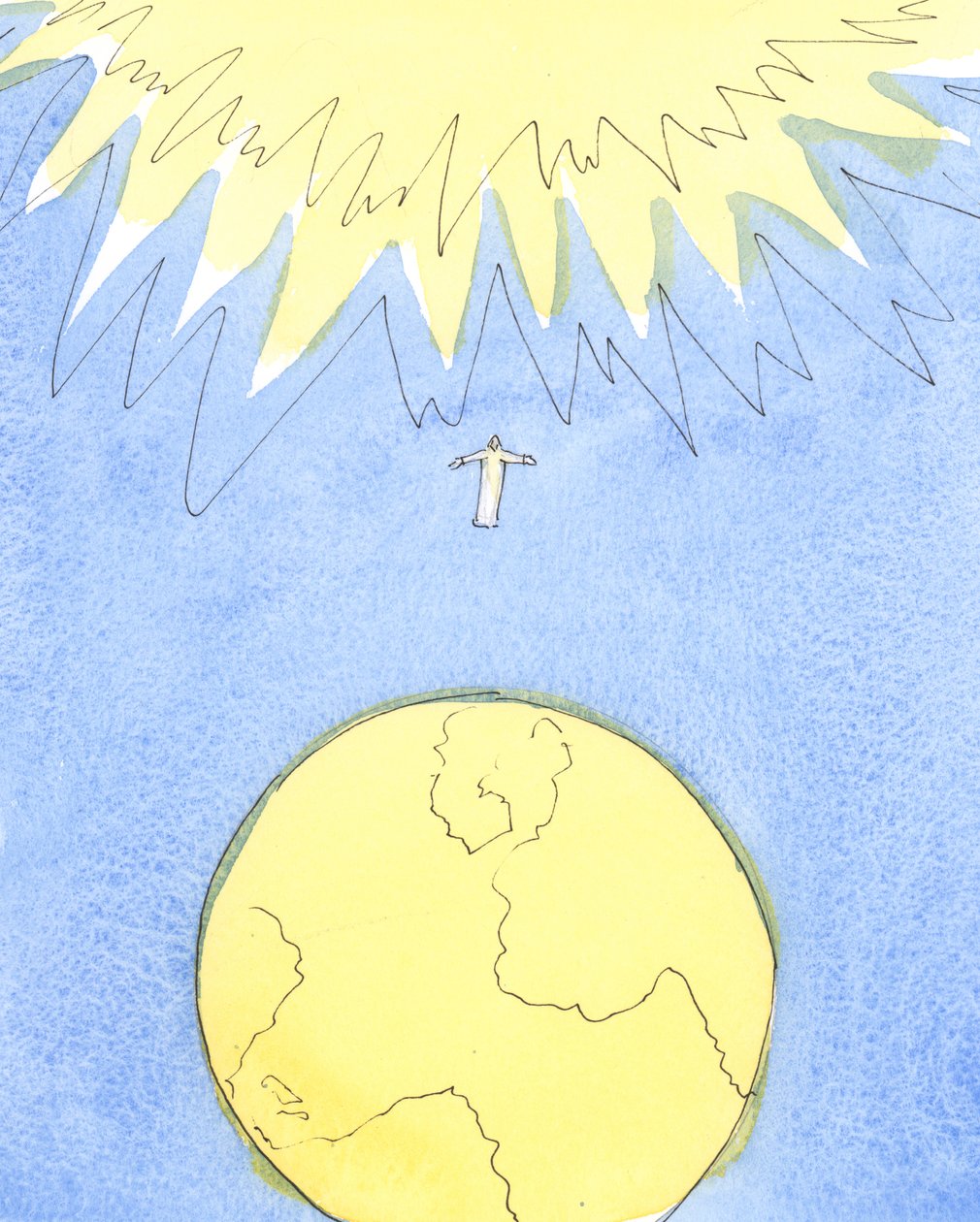 Mennesker over hele verden har brug for at høre de fantastiske nyheder om Jesus Kristus og hele frelsesplanen, 2004 (w/c på papir) af Elizabeth Wang