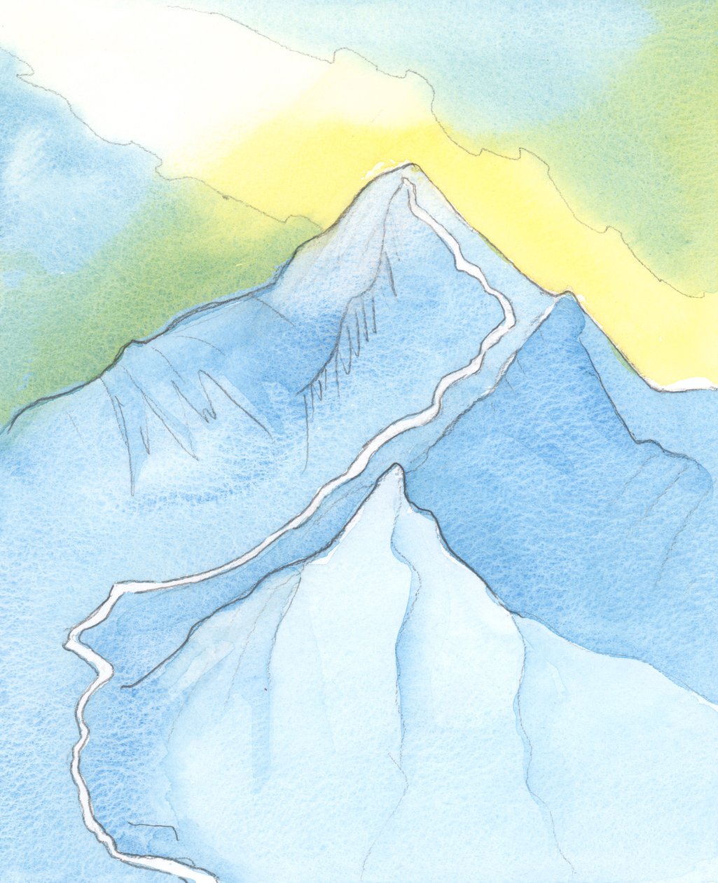 En, der taler om Mount Everest, er værd at tro, hvis vi ved, at han har fulgt den rigtige vej, 2003 (w/c på papir) af Elizabeth Wang