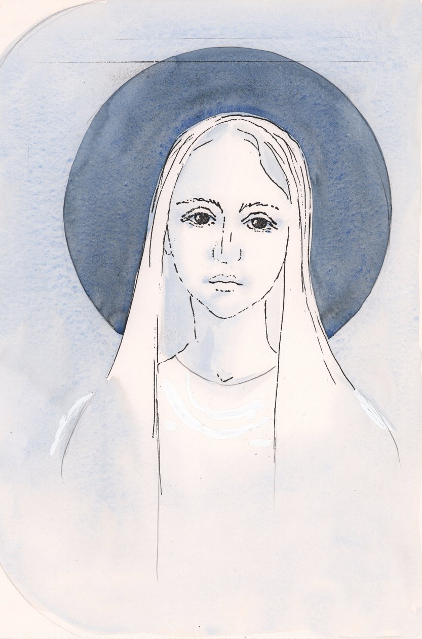 The Blessed Virgin Mary, Our Lady, 2000 (w/c på papir) af Elizabeth Wang