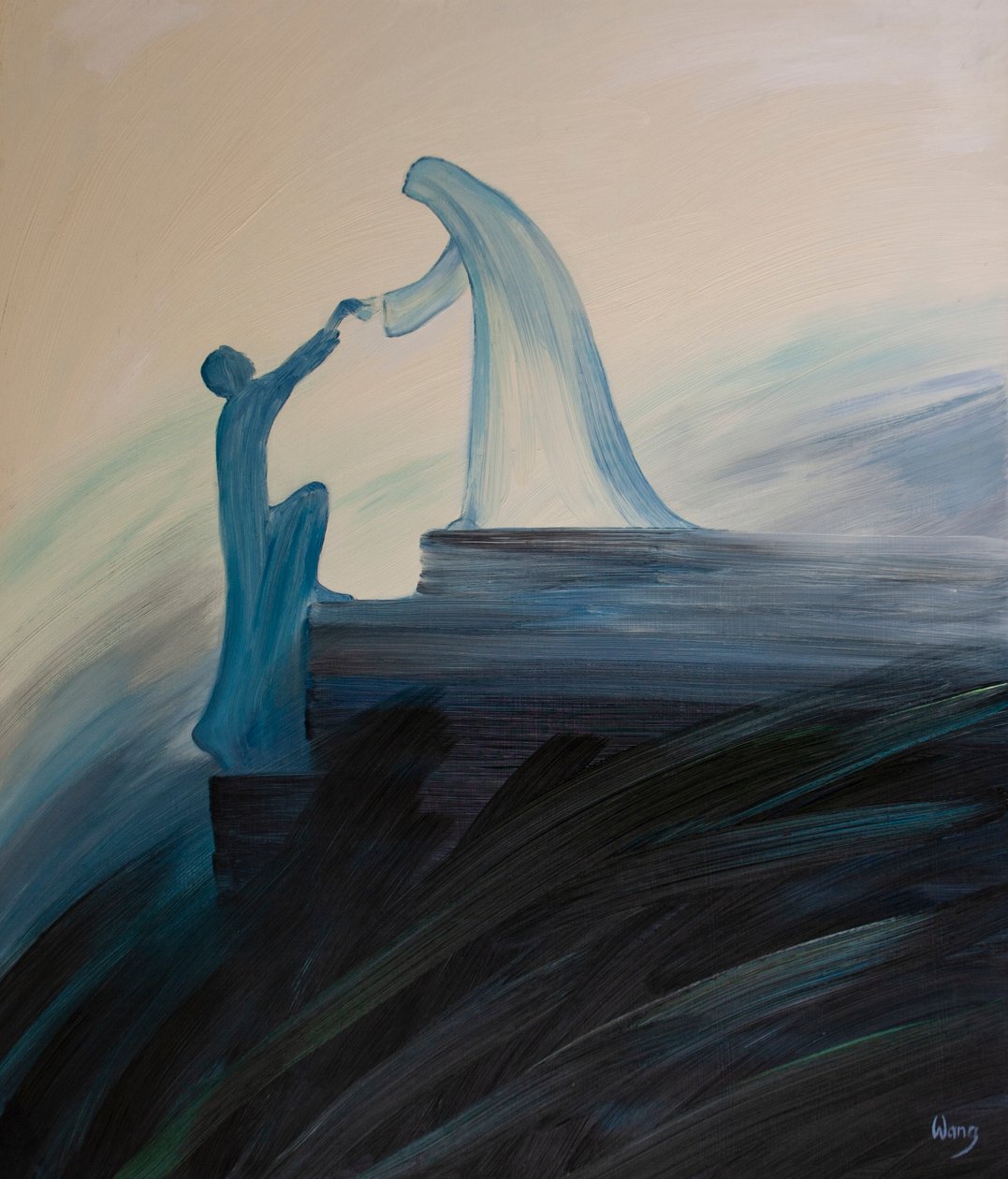 Den Hellige Jomfru Maria, vores Moder, beder konstant for os og hjælper dem, vi overlader til hendes omsorg, inklusive de hellige sjæle, 2001 (olie om bord) af Elizabeth Wang