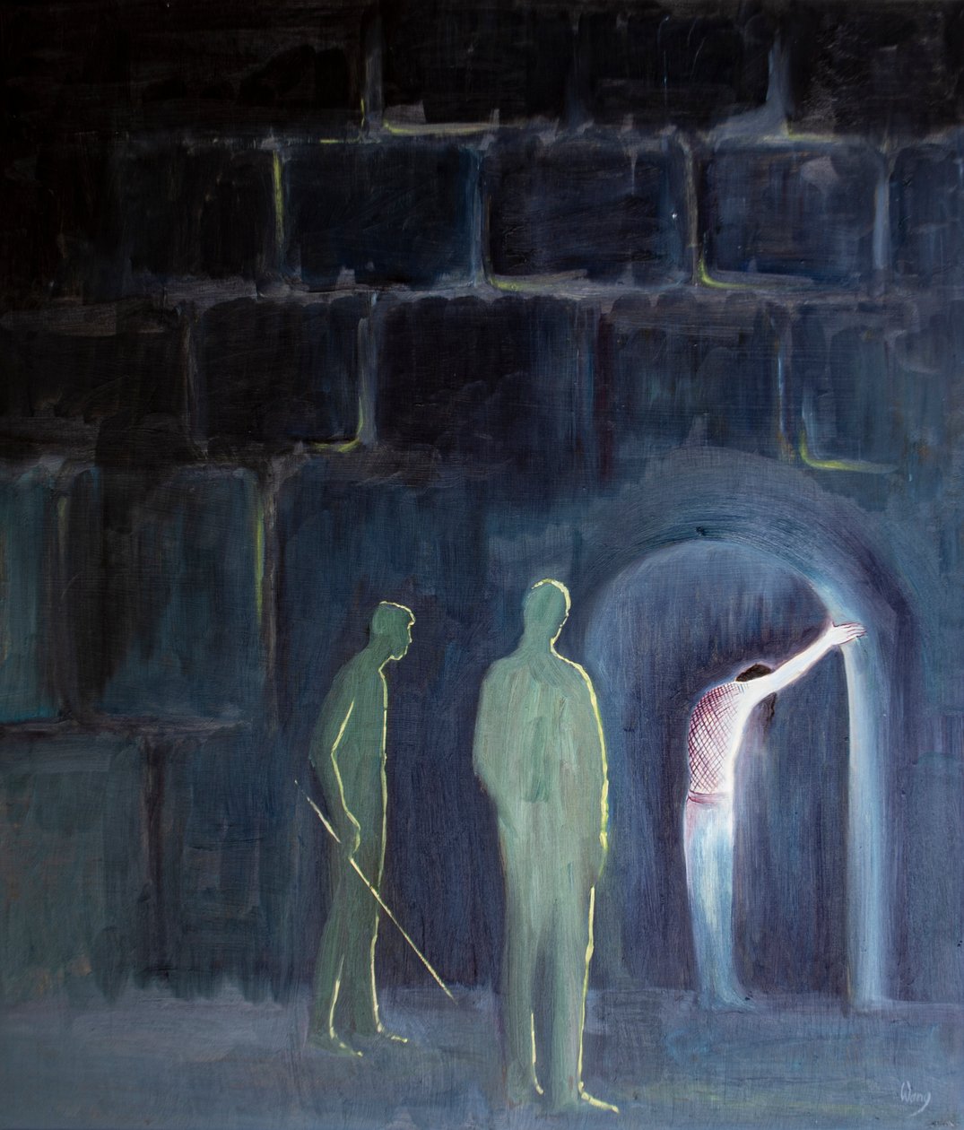 Faderen tillod sin søn at lide syndens virkninger for vores frelses skyld, 2001 (olie om bord) af Elizabeth Wang