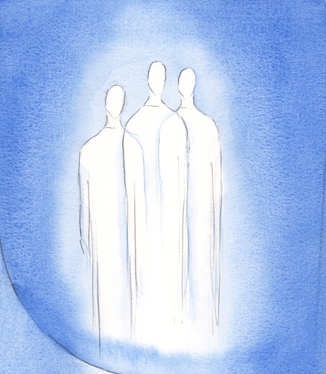 Den hellige treenighed, én gud, tre personer, lever i den kristnes sjæl i blændende pragt, 2002 (w/c på papir) af Elizabeth Wang