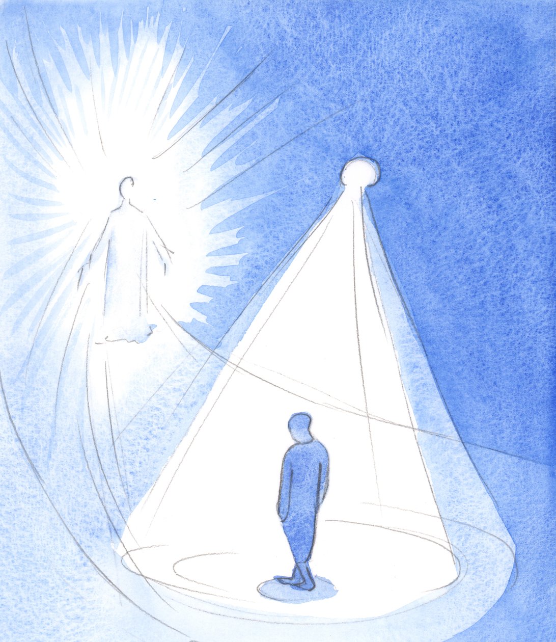 Den Allerhelligste Ånd er som en lampe, der skinner over os, når vi går mod Kristus i himlen, 2001 (w/c på papir) af Elizabeth Wang