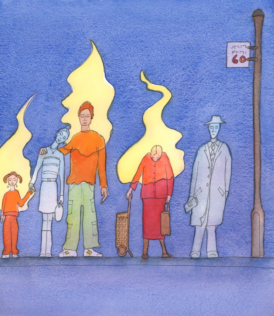Kristi Ånd bor i dem, der accepterer ham med tro og kærlighed, 2002 (w/c på papir) af Elizabeth Wang