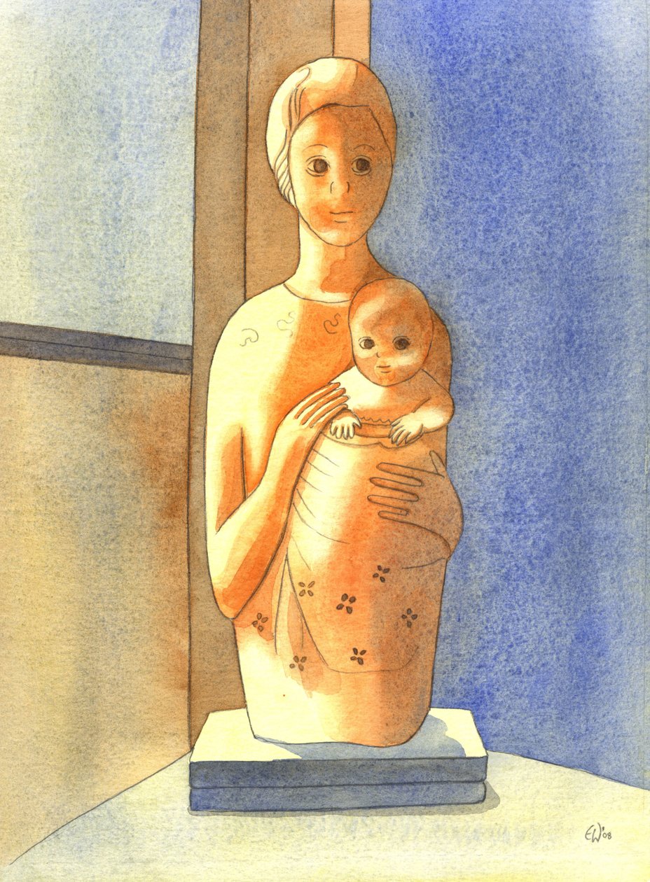 The Virgin and Child, 2001 (w/c på papir) af Elizabeth Wang