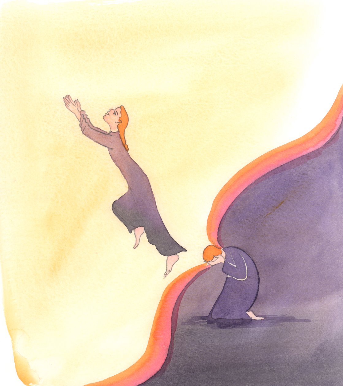 Den indre verden i sjælen, som vi går ind i gennem bøn, er større end det fysiske univers, hvori vi midlertidigt er indespærret, 2000 (w/c på papir) af Elizabeth Wang
