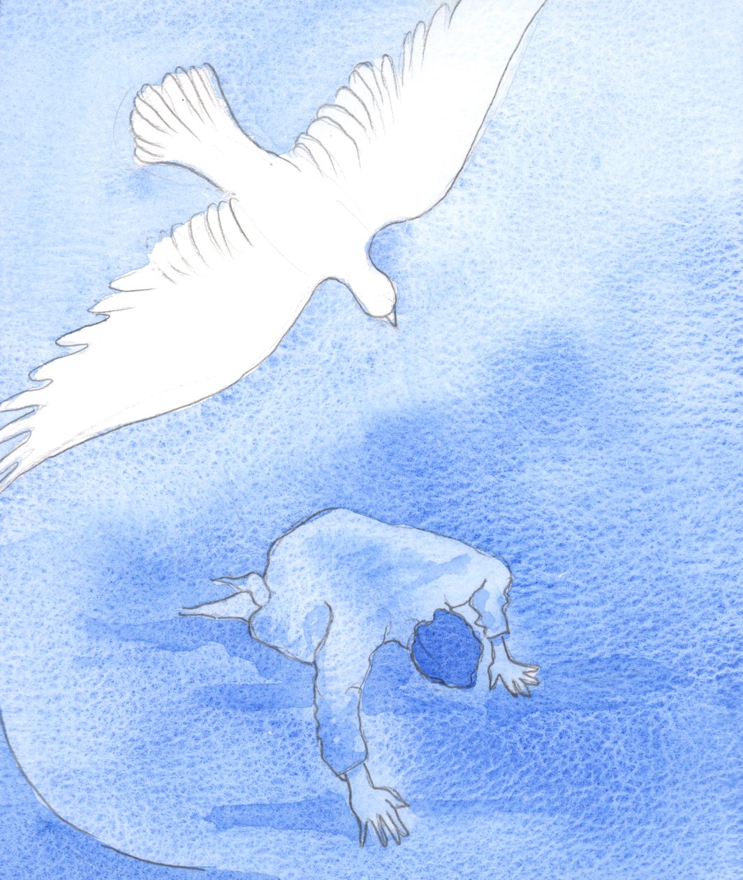 Den samme Ånd, som trøstede Kristus i Getsemane, kan trøste os, 2002 (w/c på papir) af Elizabeth Wang