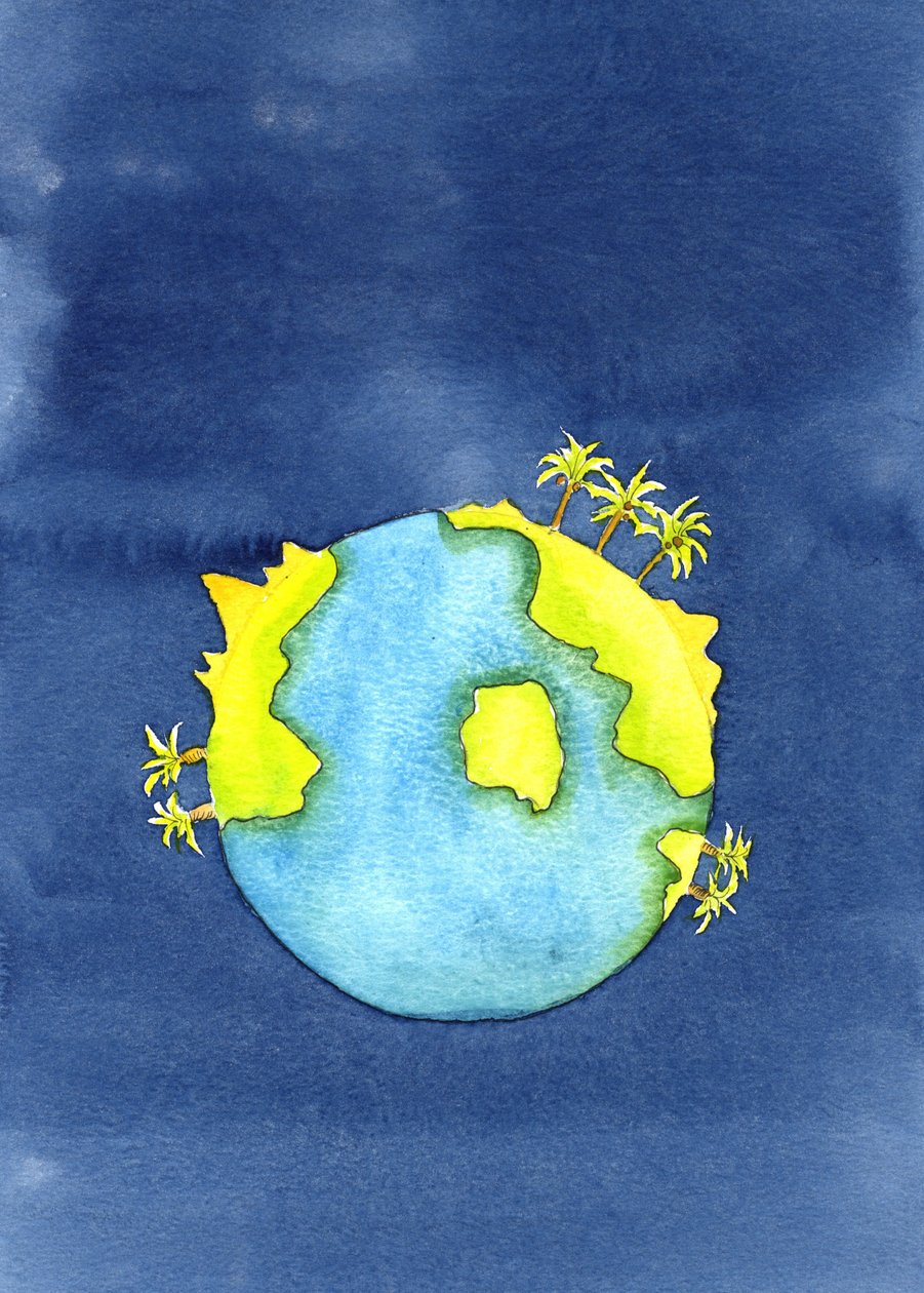 Værket med Guds skabelse, før han skabte mennesker, 2001 (w/c på papir) af Elizabeth Wang