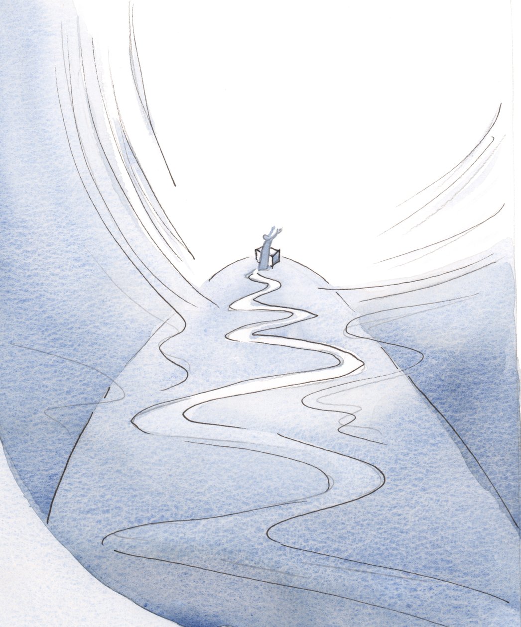 Gennem Kristi offer rører vi toppen af vores liv i én bøn før himlen., 2001 (w/c på papir) af Elizabeth Wang
