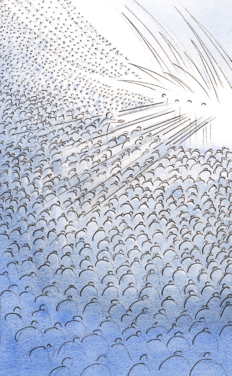 Gennem vores bønner modtager skærsildens hellige sjæle trøst og hjælp og kommer tættere på Himlen, 2000 (w/c på papir) af Elizabeth Wang