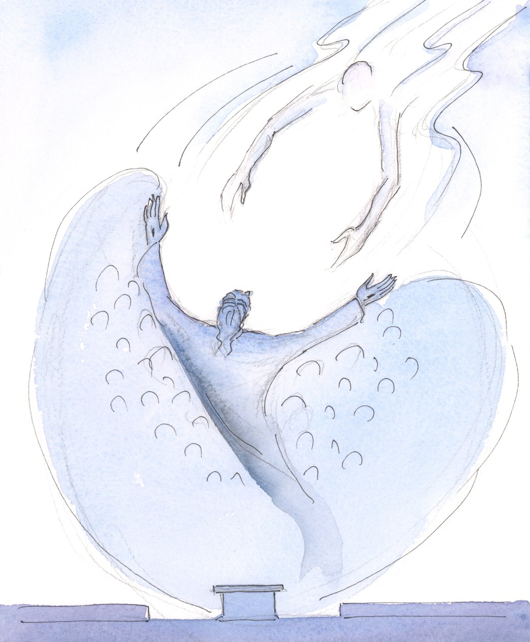 Vi har en forbløffende kraft, når vi beder sammen med Jesus, i Messeofferet, 2004 (w/c på papir) af Elizabeth Wang