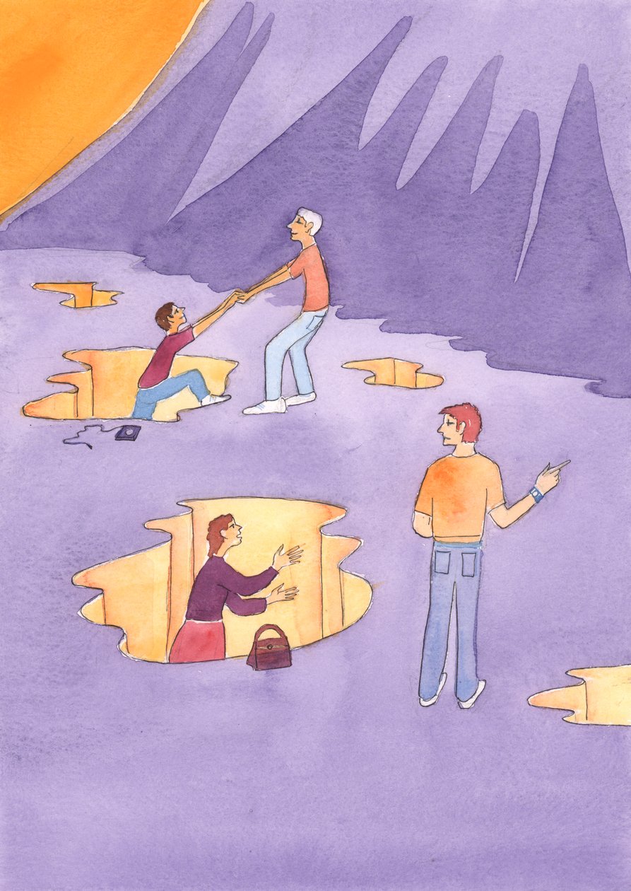 Vi er nødt til at give praktisk hjælp til nødlidende, såvel som bøn, når mennesker er i vanskeligheder. Det er normalt ikke nok bare at sige: "Jeg vil bede for dig", 2004 (w/c på papir) af Elizabeth Wang