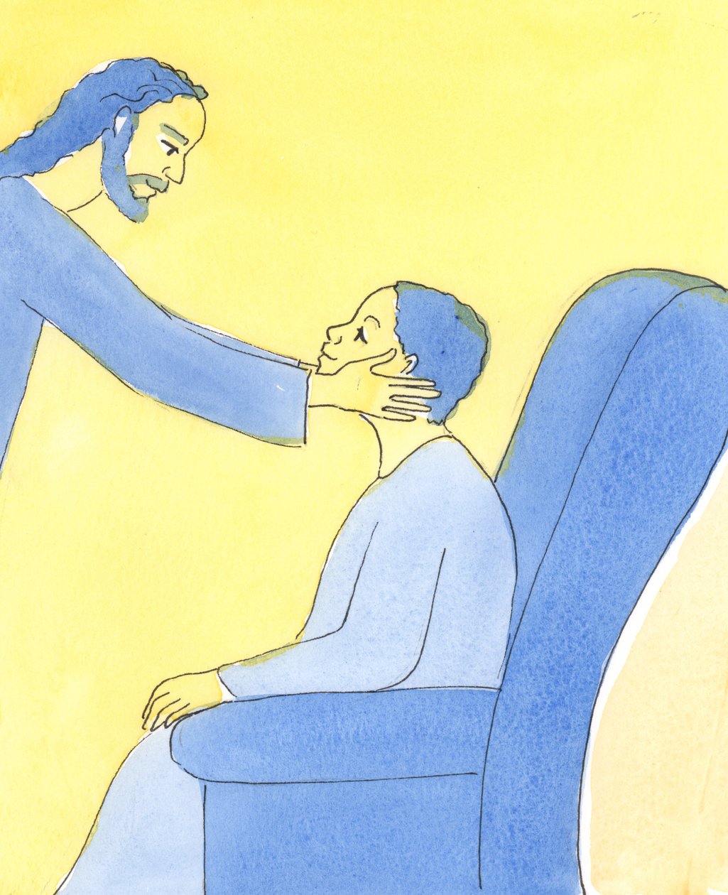 Vi bør aldrig tvivle på Kristi kærlighed. Han tilgiver alle vores synder og fejl, hvis vi vender os til ham med tillid og anger., 2004 (w/c på papir) af Elizabeth Wang