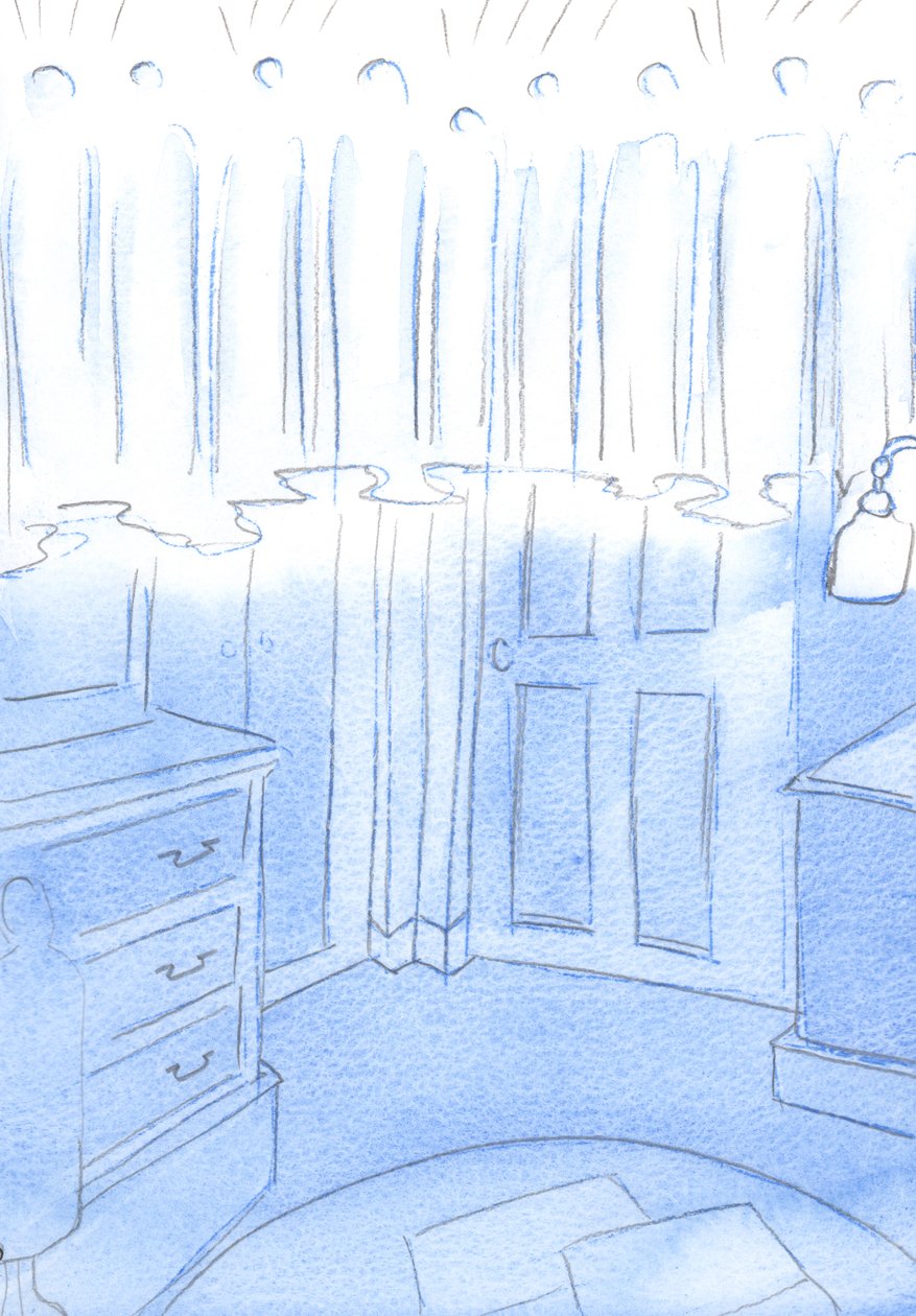 Vi, der fejrer glæden for alle de hellige, ved vores rosenkransbønner, er ikke langt væk fra vores venner i himlen, 2002 (w/c på papir) af Elizabeth Wang
