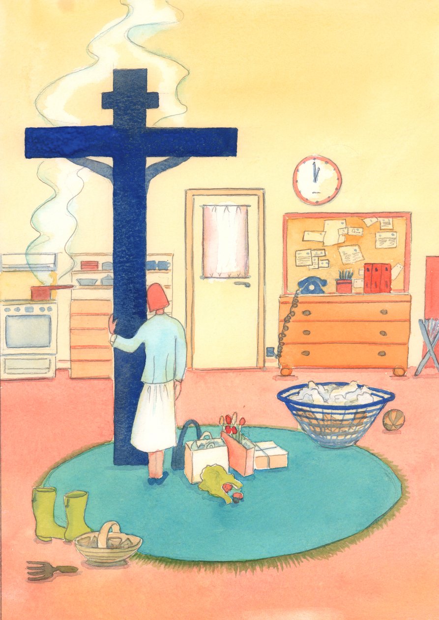 Den, der tilbeder Kristus ved messen og ønsker at forblive hos ham i ånden hele dagen, kan prise og takke gennem ham til Faderen hele dagen, 2003 (w/c på papir) af Elizabeth Wang