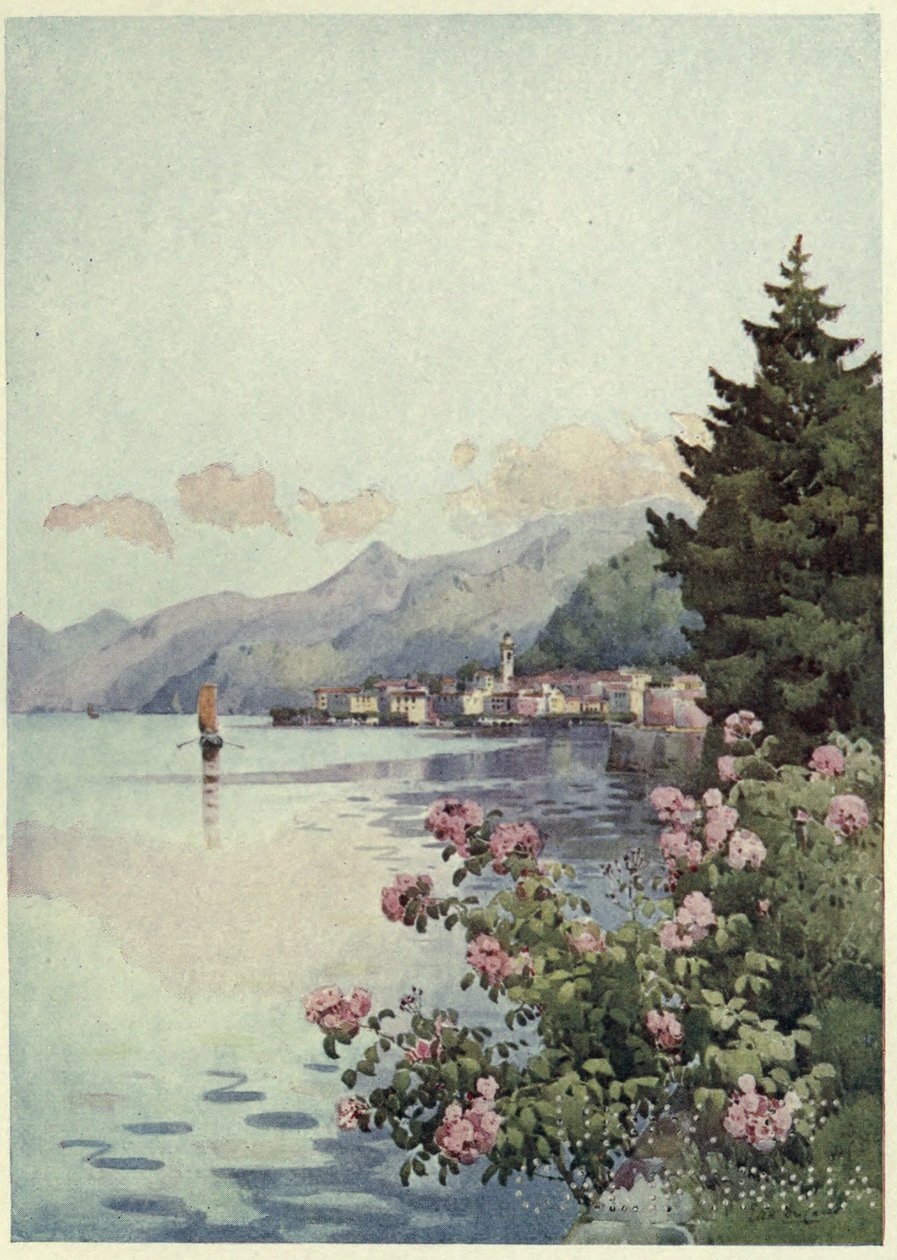 Bellagio fra Villa Melzi, Lago di Como, Illustration fra 