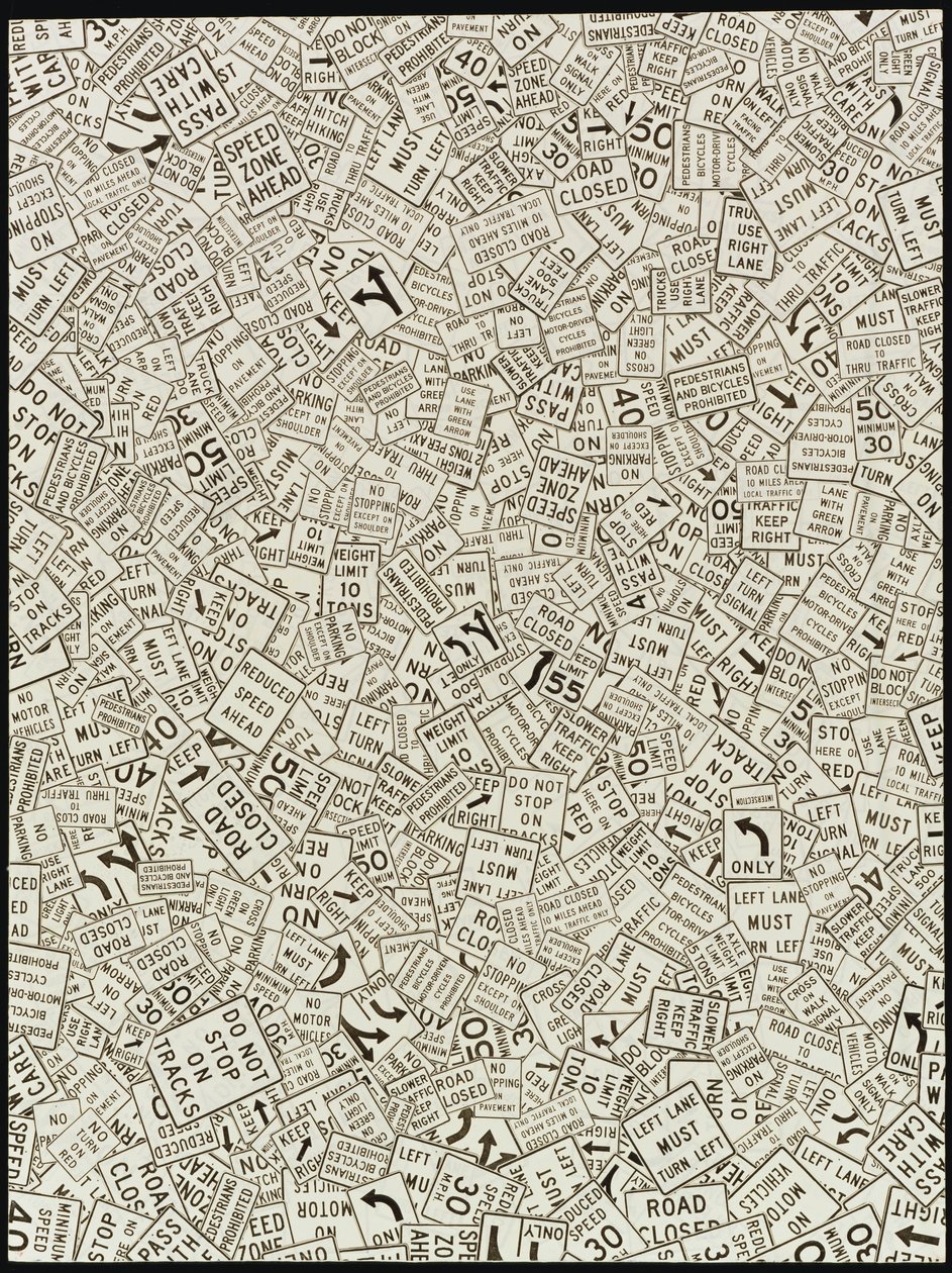 Stop ikke på spor, 1993 (papirmosaikcollage) af Ellen Golla