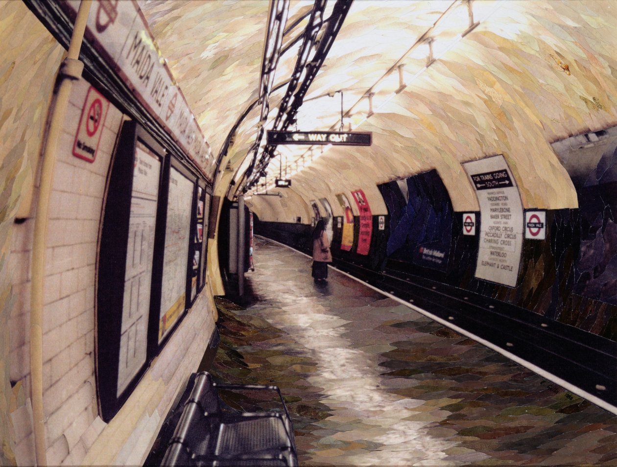 Waiting for a Train Going South, 1998 (papirmosaikcollage) af Ellen Golla