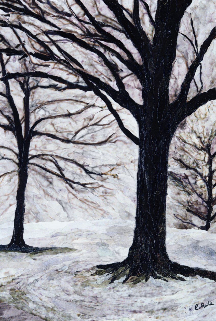 Winter Trees, Greenwich Park, 2004 (papirmosaikcollage) af Ellen Golla